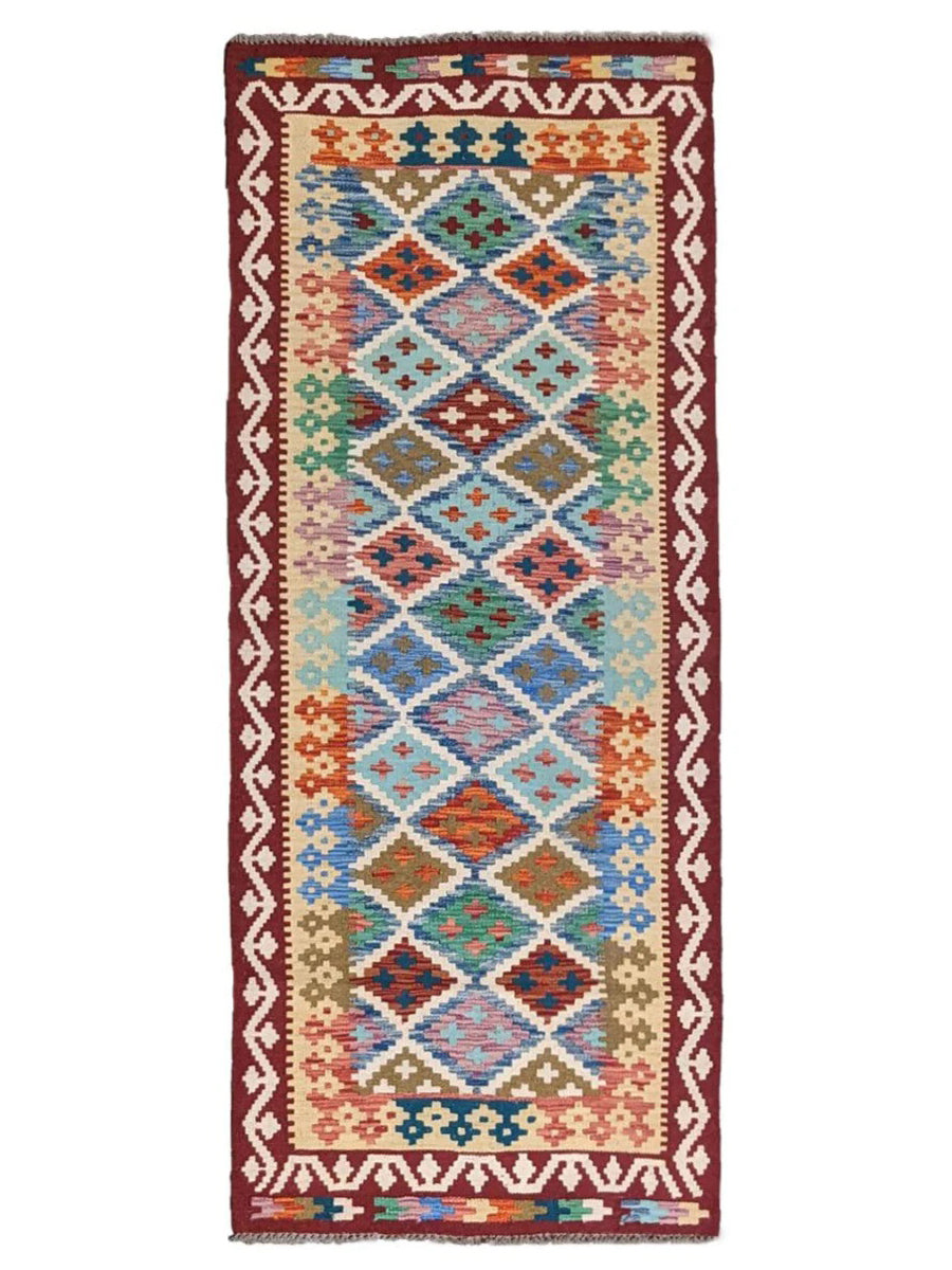 Maimana Afghanistan Kilim Rug - 206 x 84 cm - Handmade