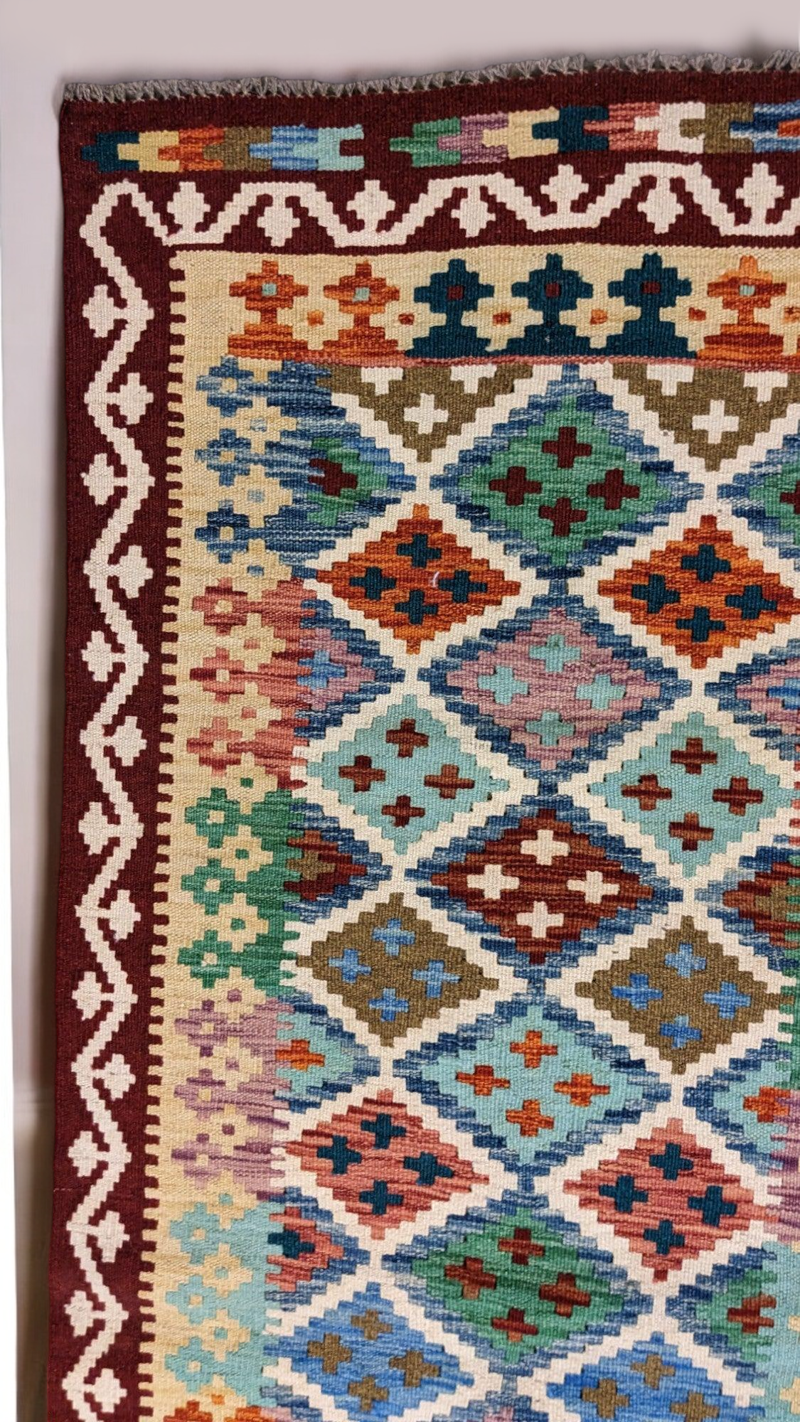 Maimana Afghanistan Kilim Rug - 206 x 84 cm - Handmade