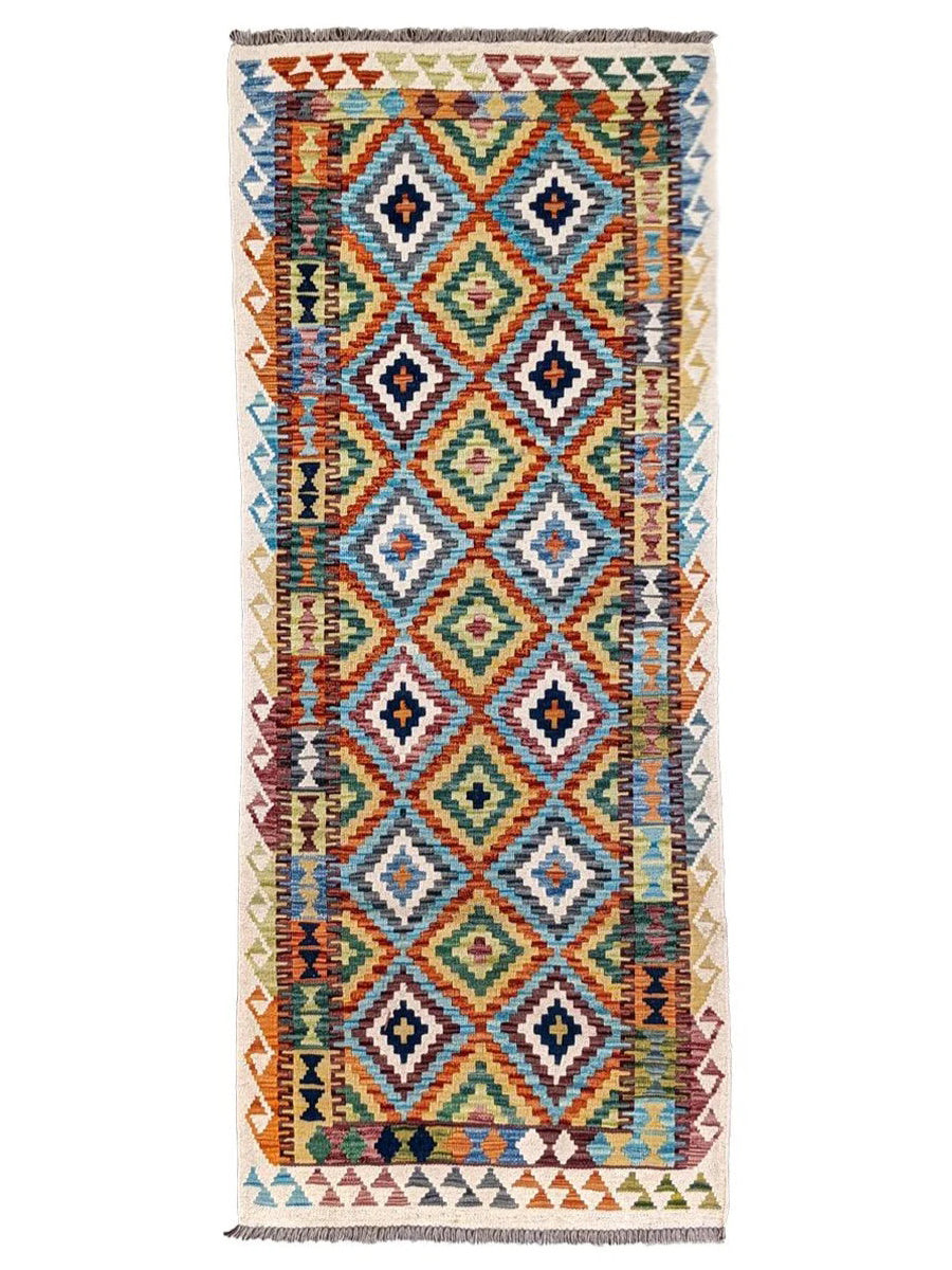 Maimana Afghanistan Kilim Rug - 206 x 79 cm - Handmade