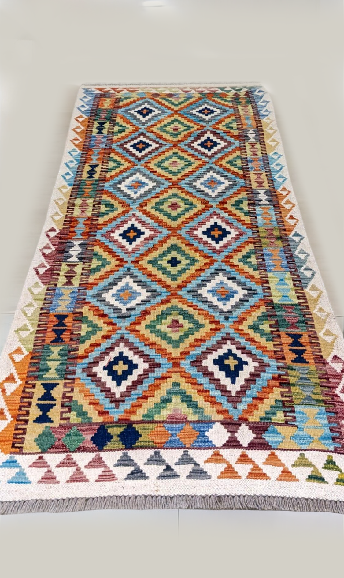 Maimana Afghanistan Kilim Rug - 206 x 79 cm - Handmade