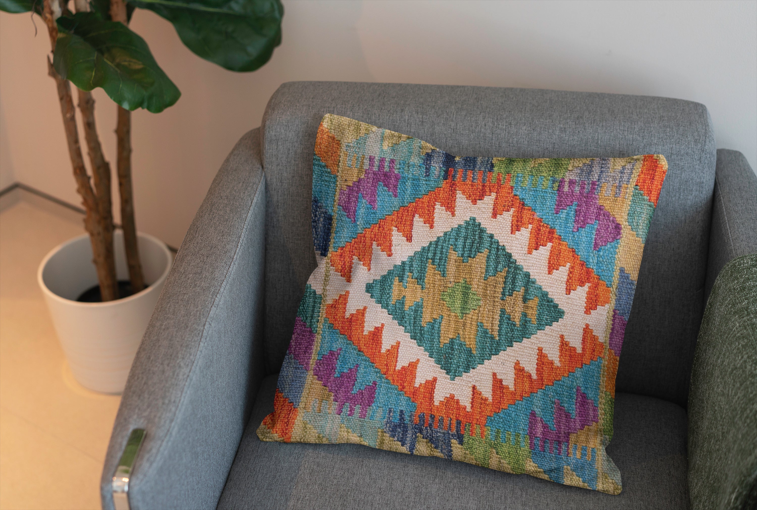 Afghan Kilim Cushion Cover - 45 x 45 cm - Handmade