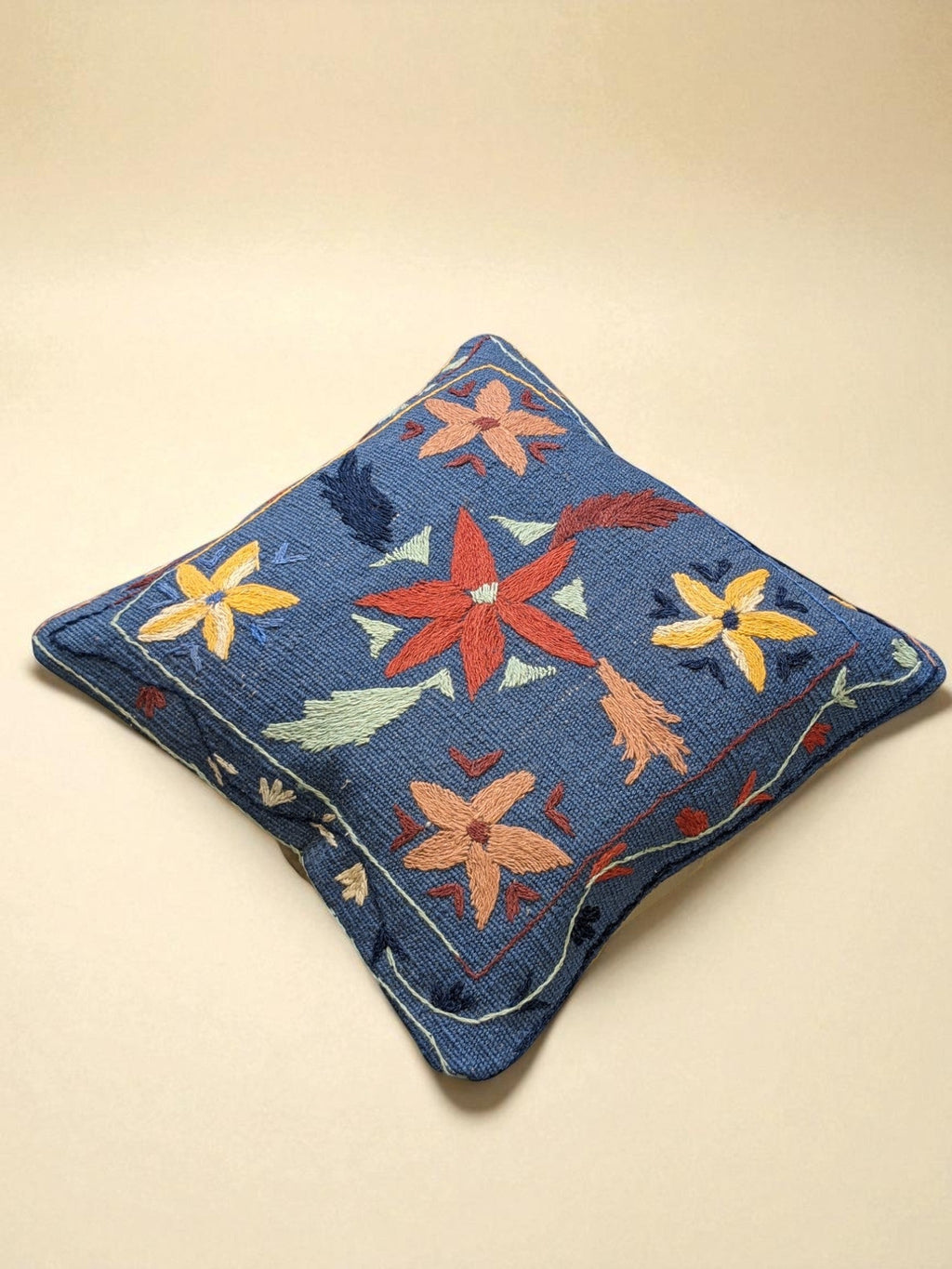 Suzani Hand Embroidered Cushion Cover - 45 x 45 cm - Handmade