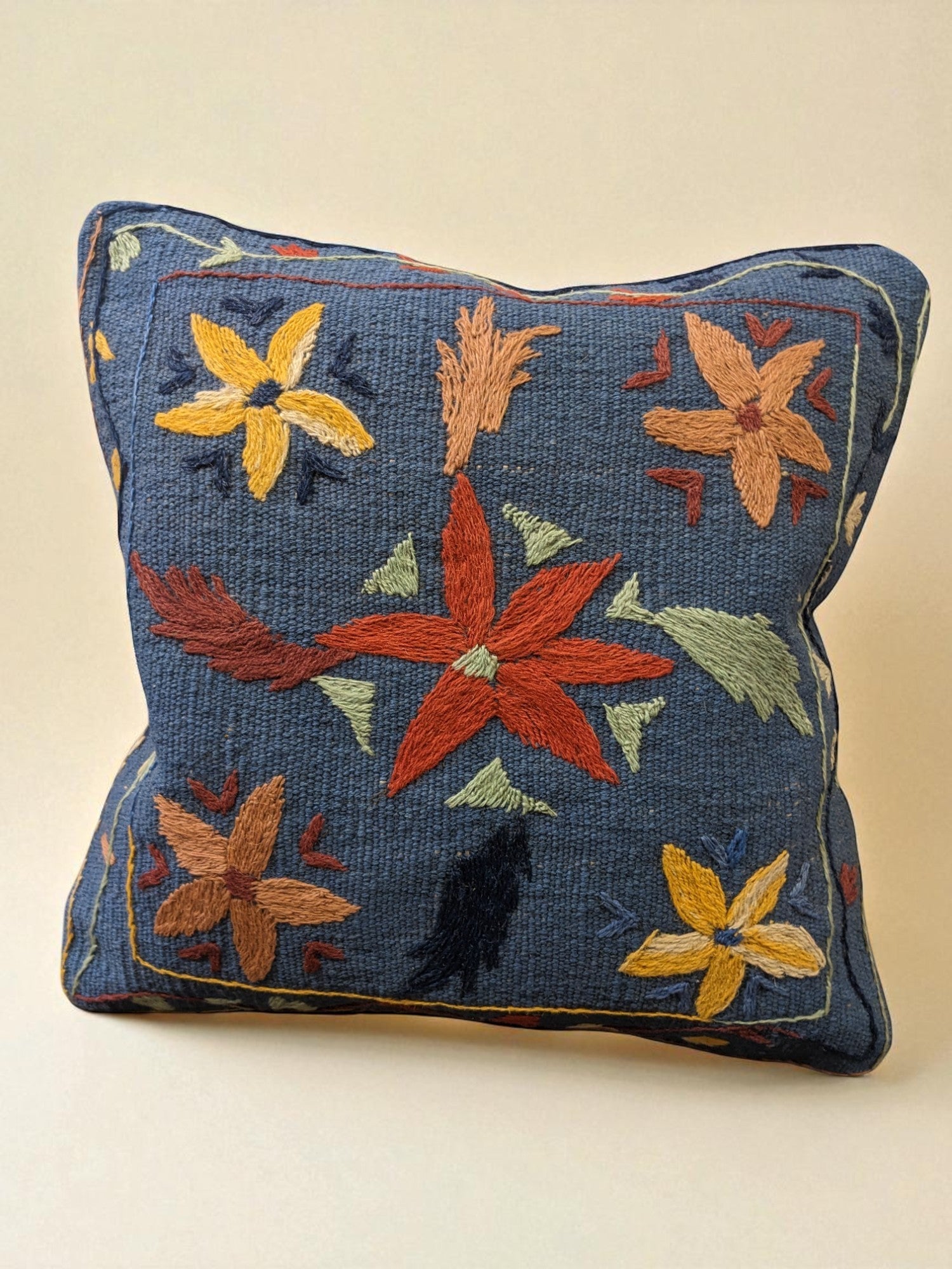 Suzani Hand Embroidered Cushion Cover - 45 x 45 cm - Handmade