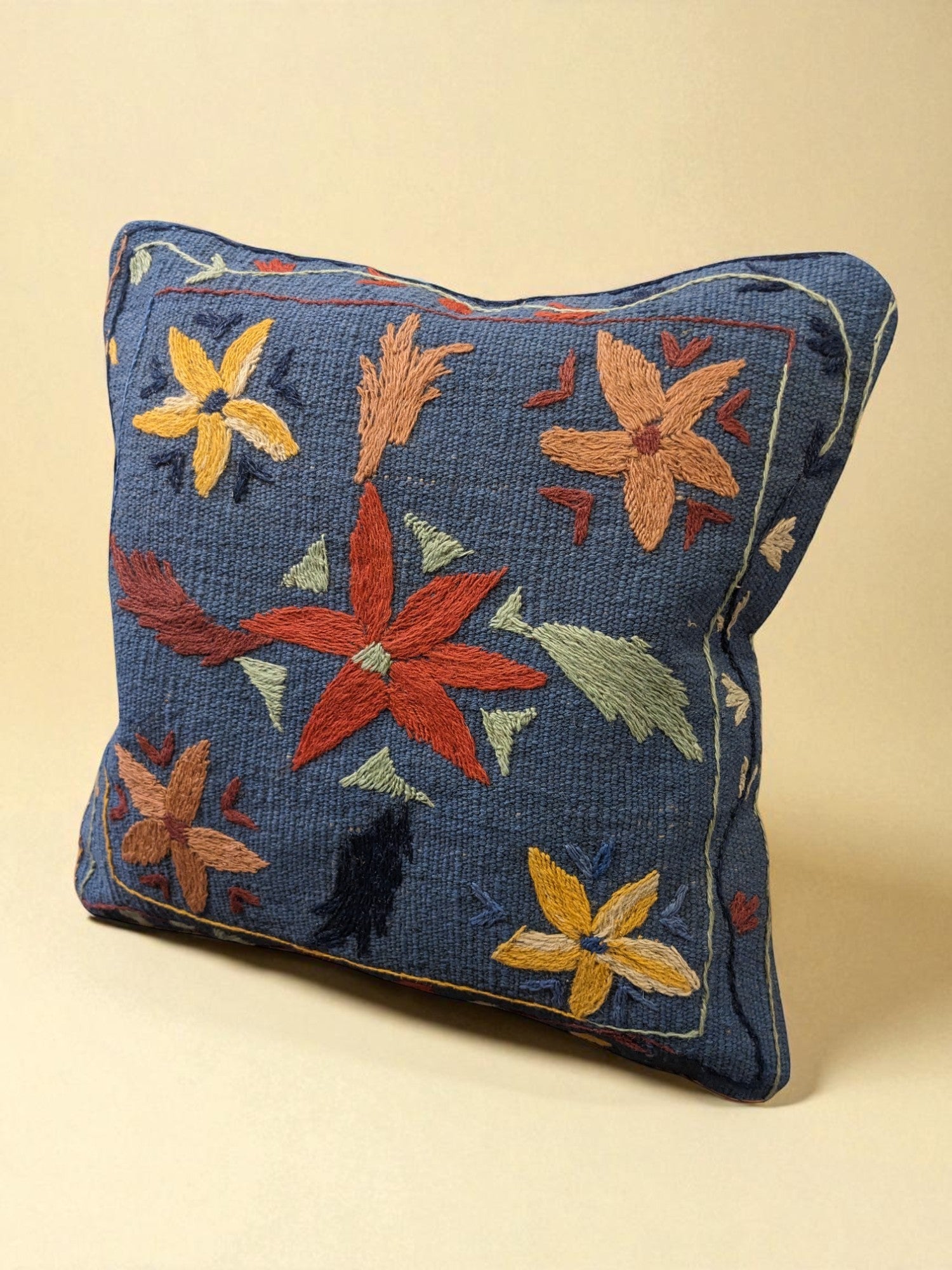 Suzani Hand Embroidered Cushion Cover - 45 x 45 cm - Handmade