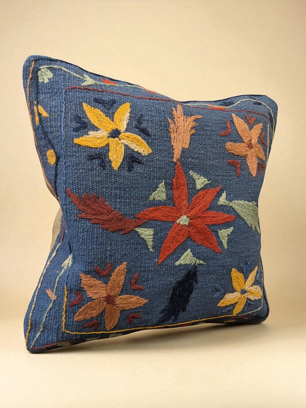 Suzani Hand Embroidered Cushion Cover - 45 x 45 cm - Handmade