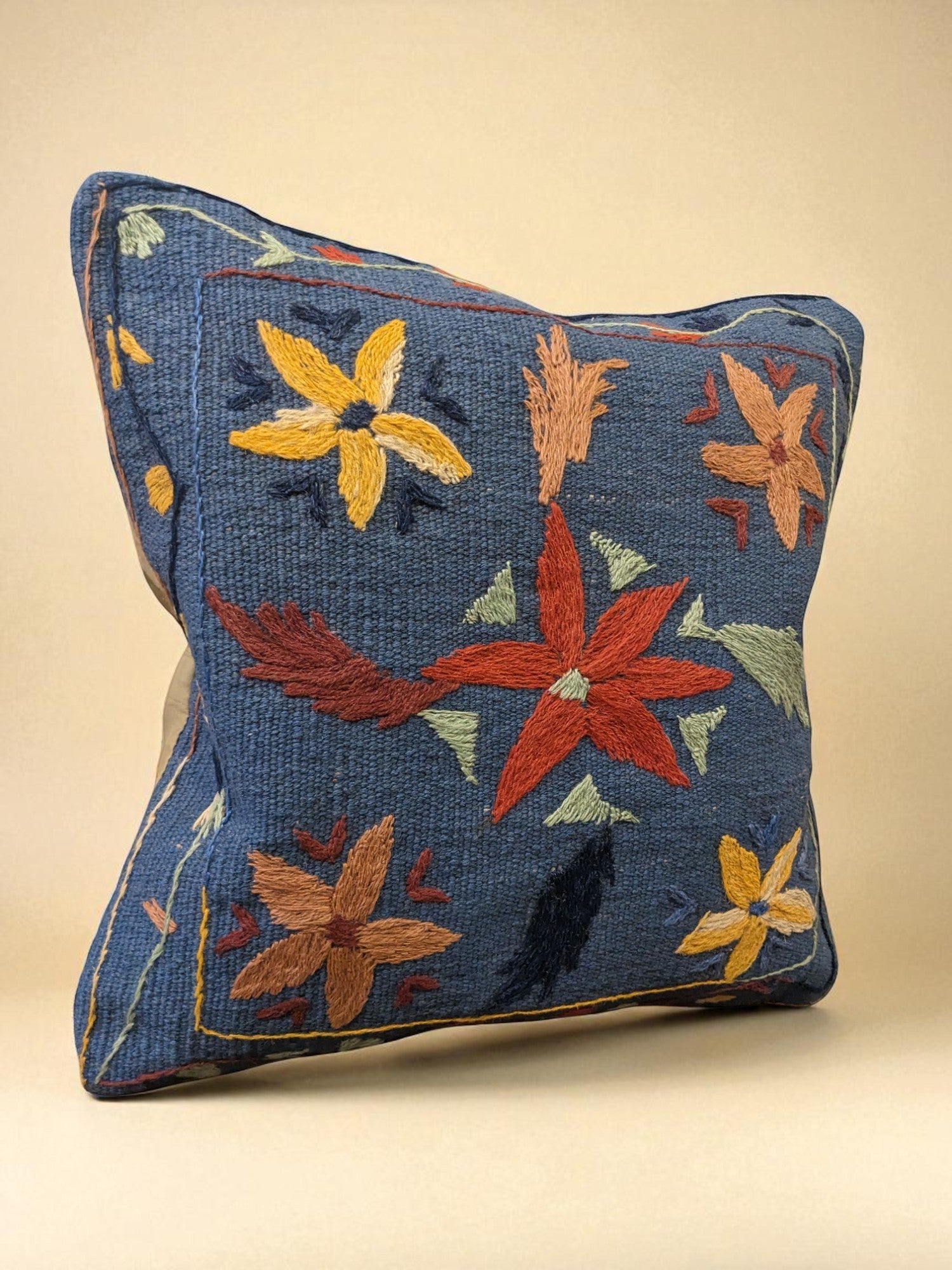 Suzani Hand Embroidered Cushion Cover - 45 x 45 cm - Handmade