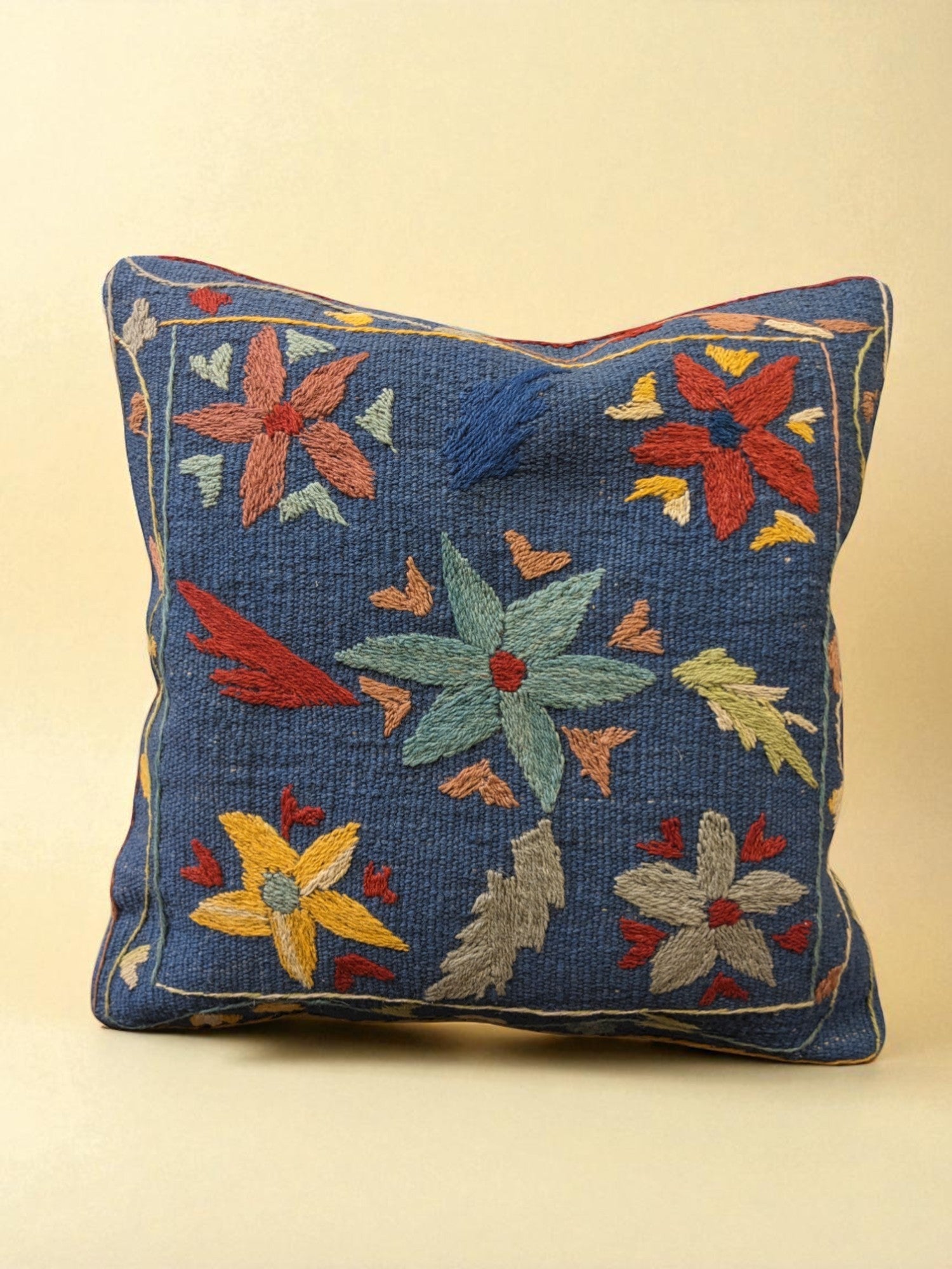 Suzani Hand Embroidered Cushion Cover - 45 x 45 cm - Handmade