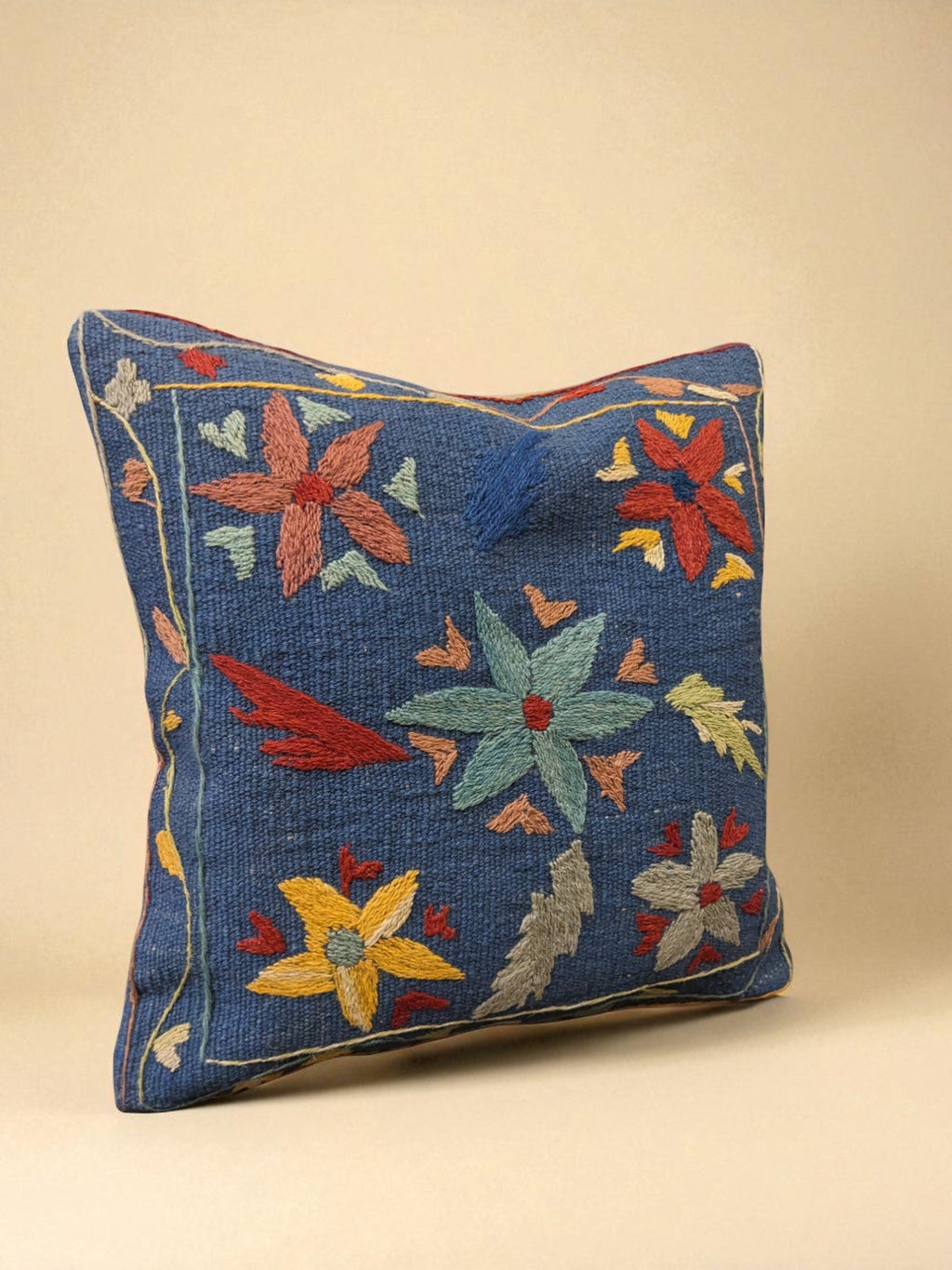 Suzani Hand Embroidered Cushion Cover - 45 x 45 cm - Handmade
