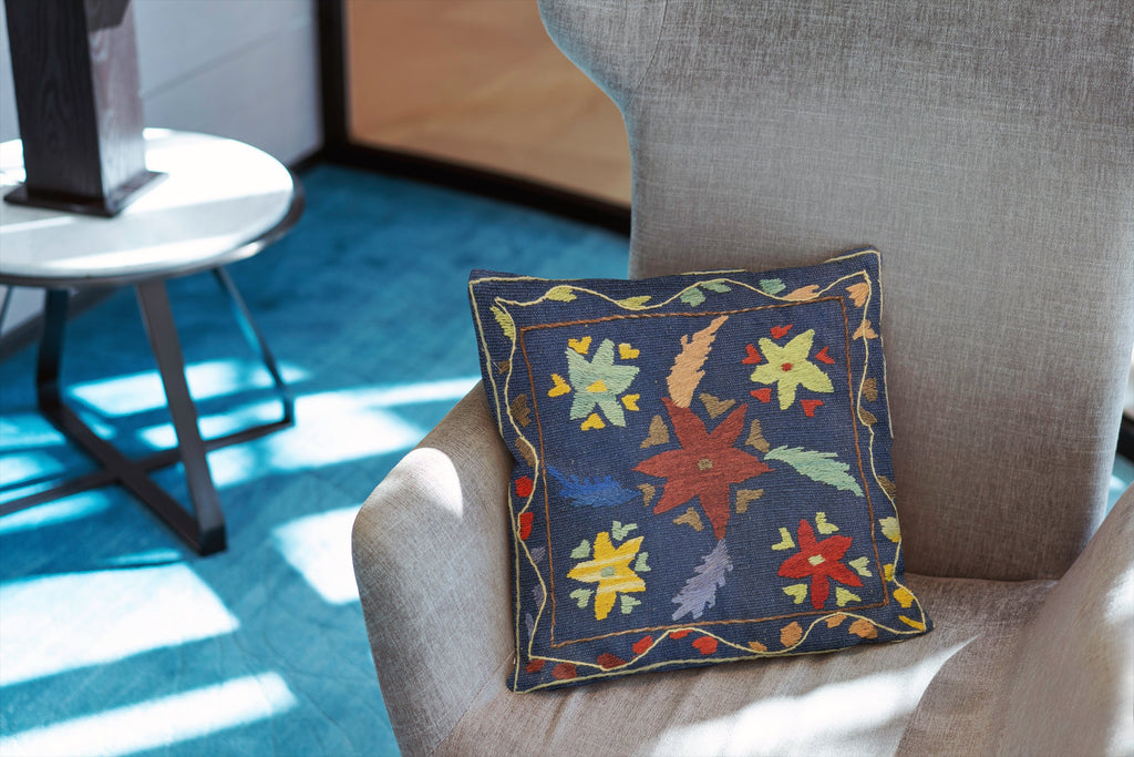 Suzani Hand Embroidered Cushion Cover - 45 x 45 cm - Handmade