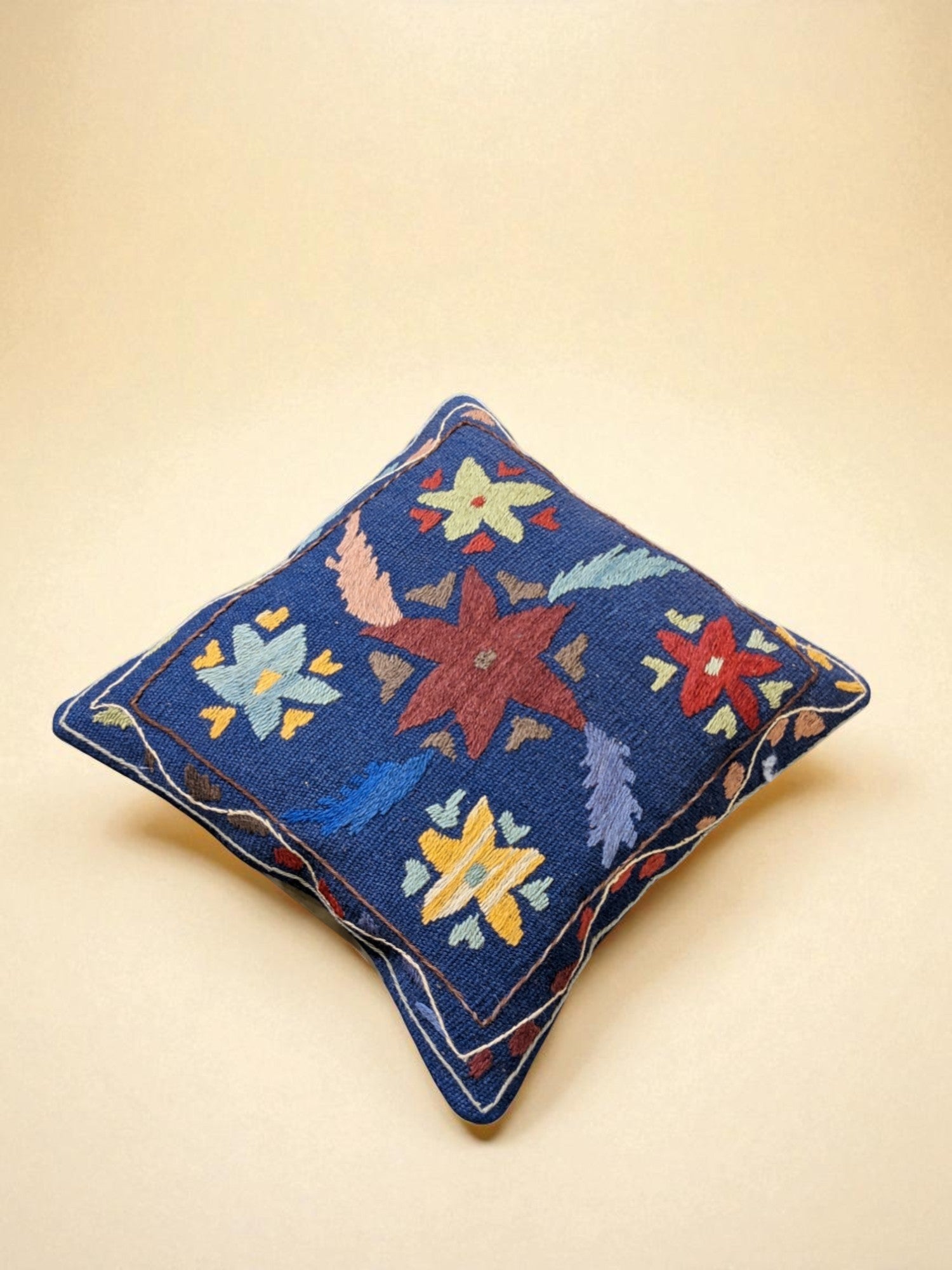 Suzani Hand Embroidered Cushion Cover - 45 x 45 cm - Handmade