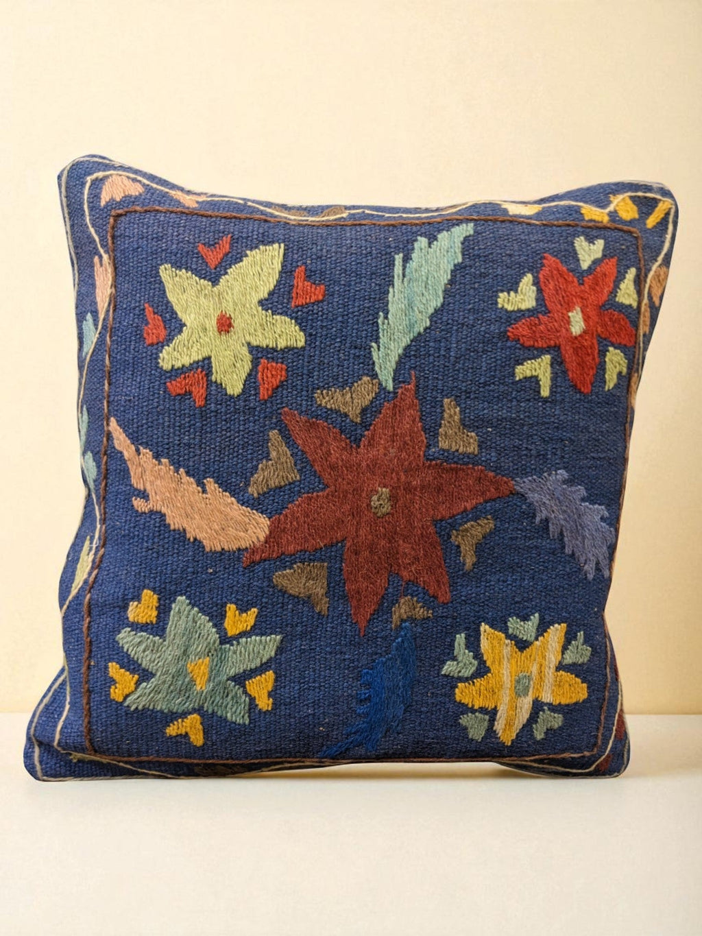 Suzani Hand Embroidered Cushion Cover - 45 x 45 cm - Handmade