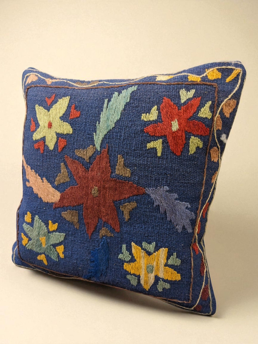 Suzani Hand Embroidered Cushion Cover - 45 x 45 cm - Handmade