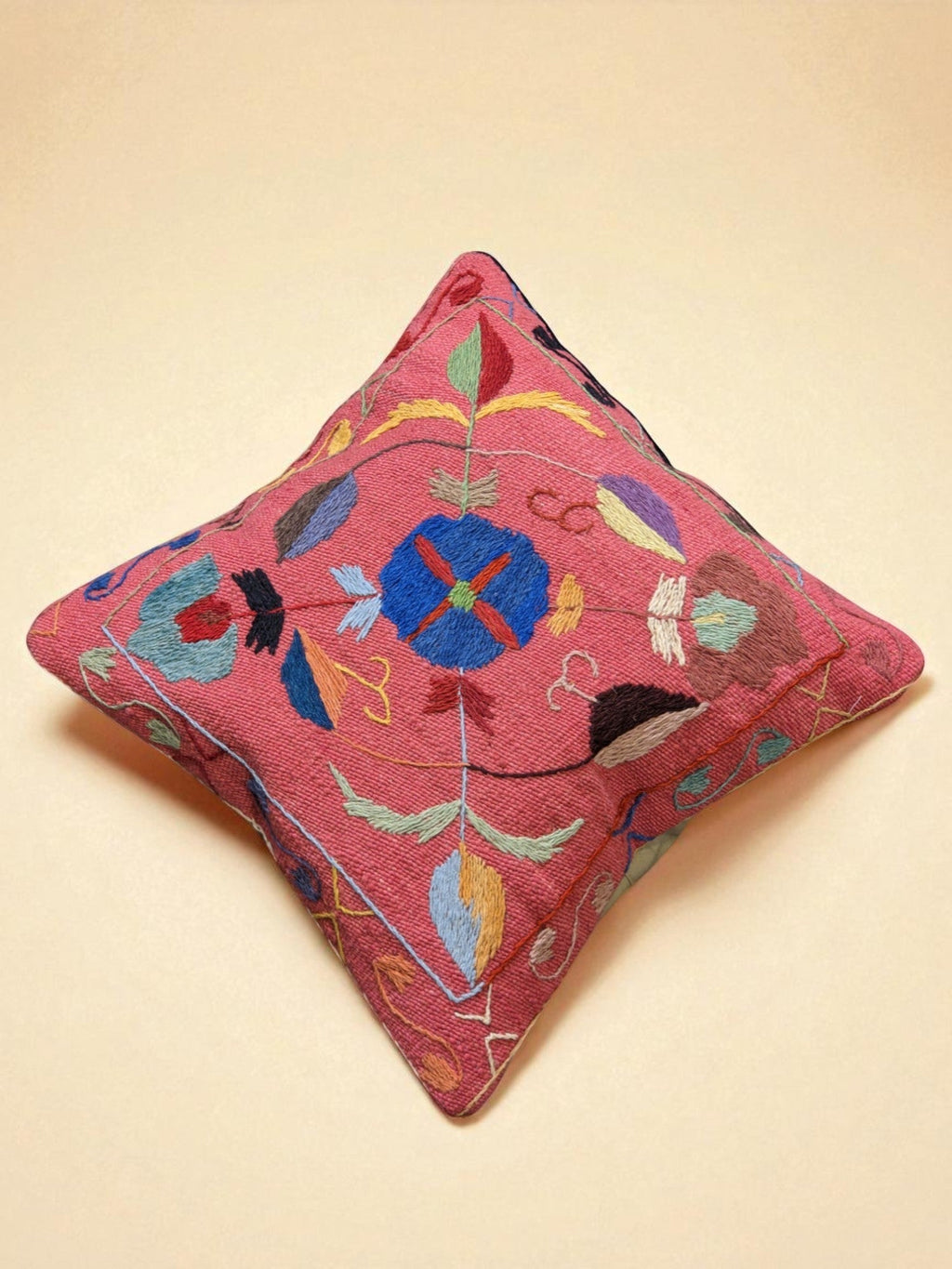 Suzani Hand Embroidered Cushion Cover - 45 x 45 cm - Handmade