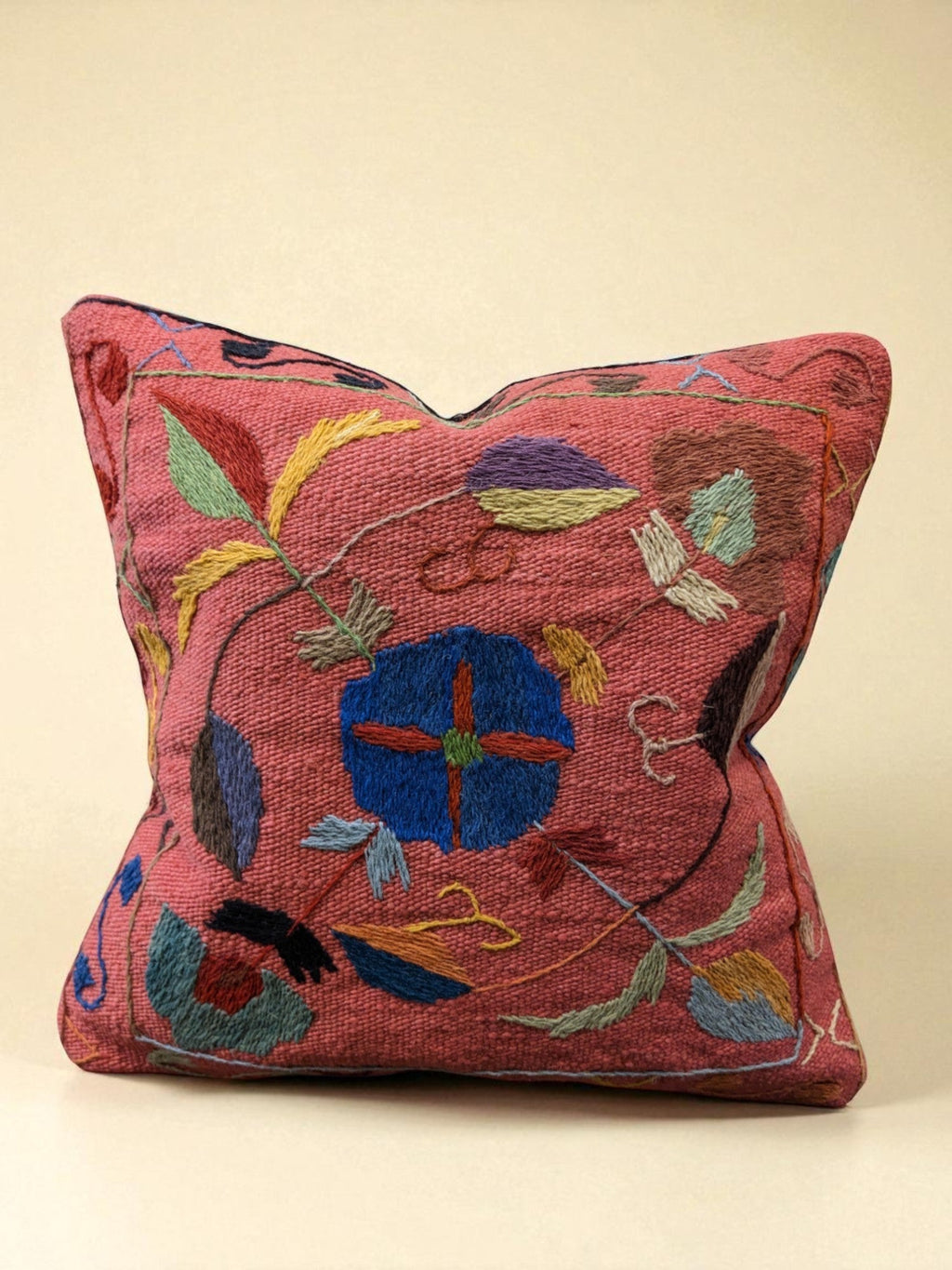 Suzani Hand Embroidered Cushion Cover - 45 x 45 cm - Handmade