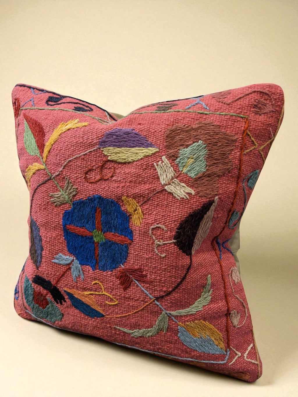 Suzani Hand Embroidered Cushion Cover - 45 x 45 cm - Handmade