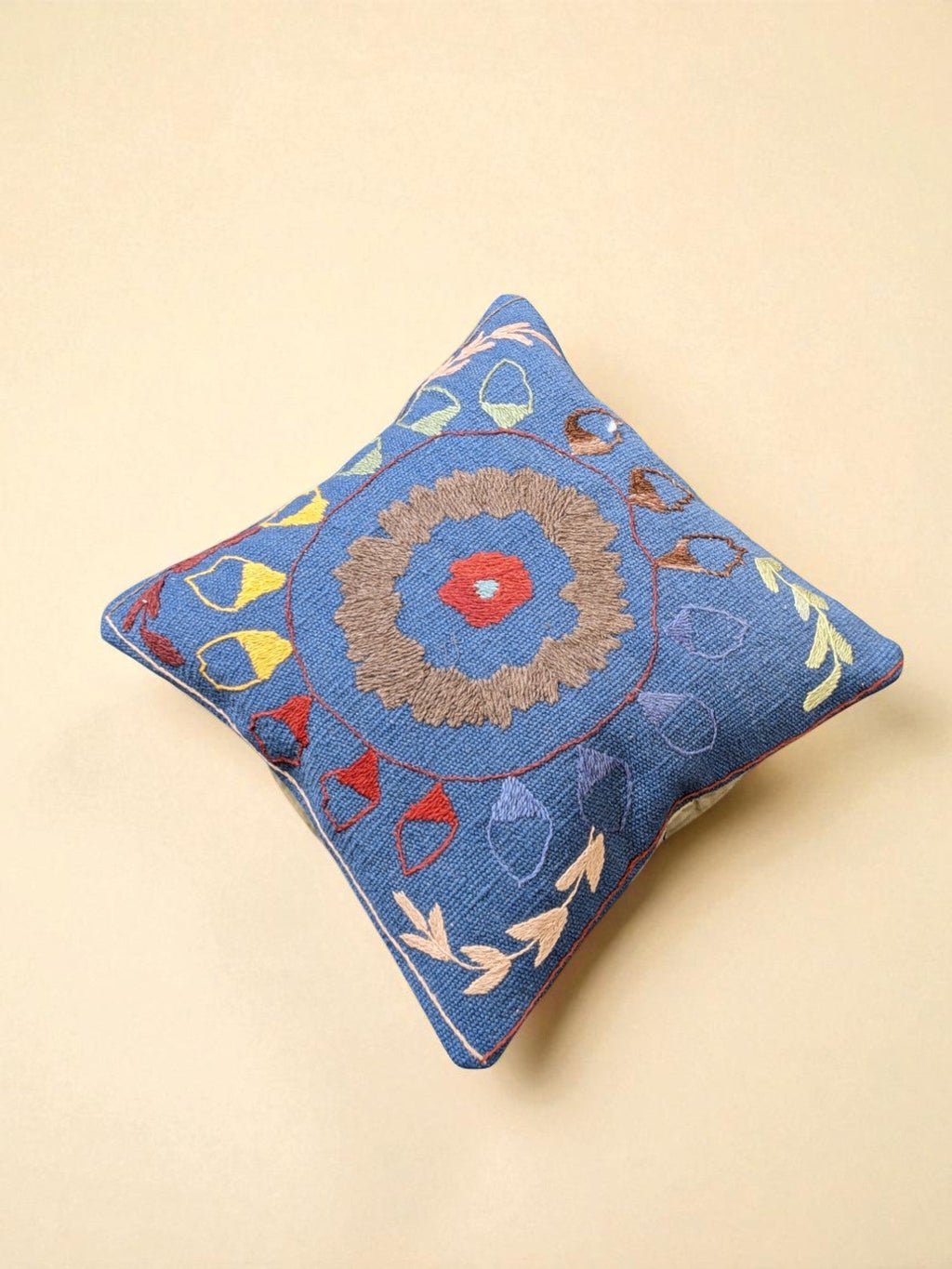 Suzani Hand Embroidered Cushion Cover - 45 x 45 cm - Handmade