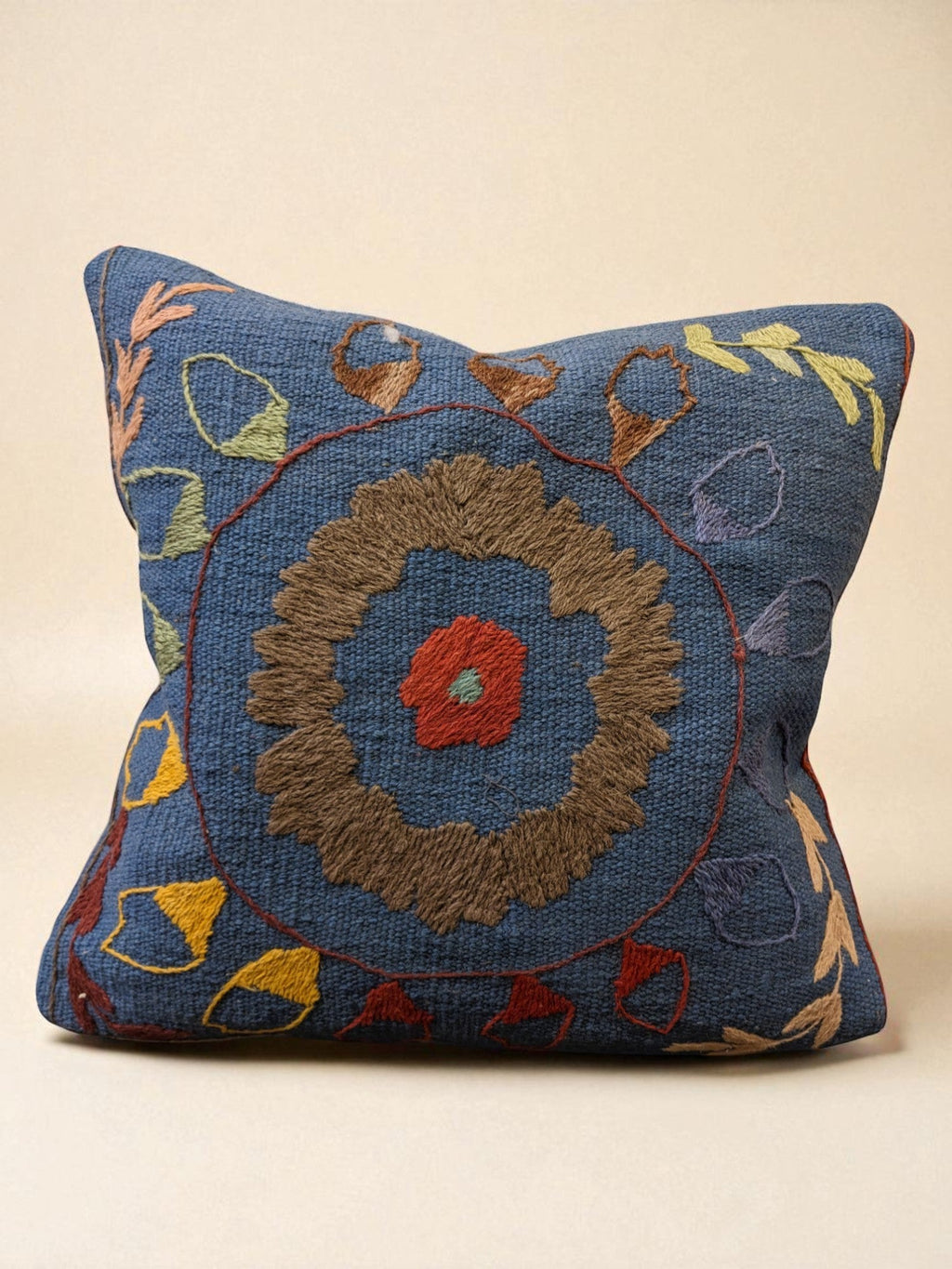 Suzani Hand Embroidered Cushion Cover - 45 x 45 cm - Handmade