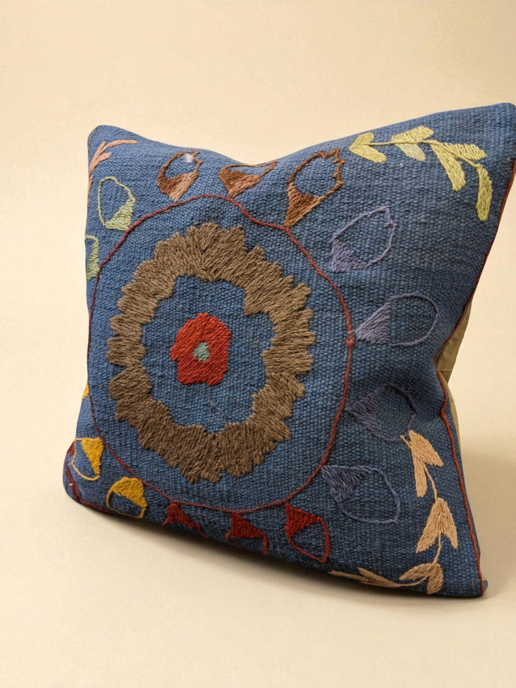 Suzani Hand Embroidered Cushion Cover - 45 x 45 cm - Handmade