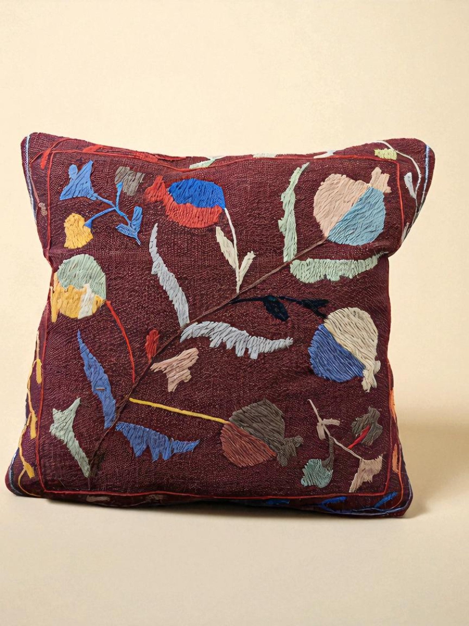Suzani Hand Embroidered Cushion Cover - 45 x 45 cm - Handmade