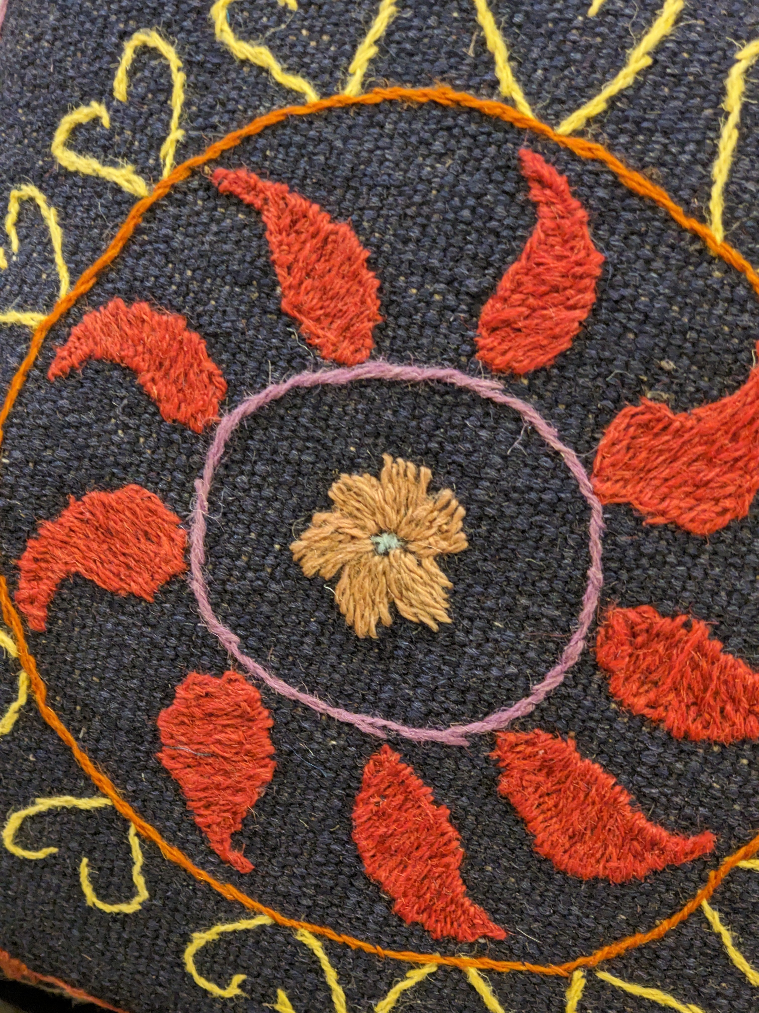 Suzani Hand Embroidered Cushion Cover - 45 x 45 cm - Handmade