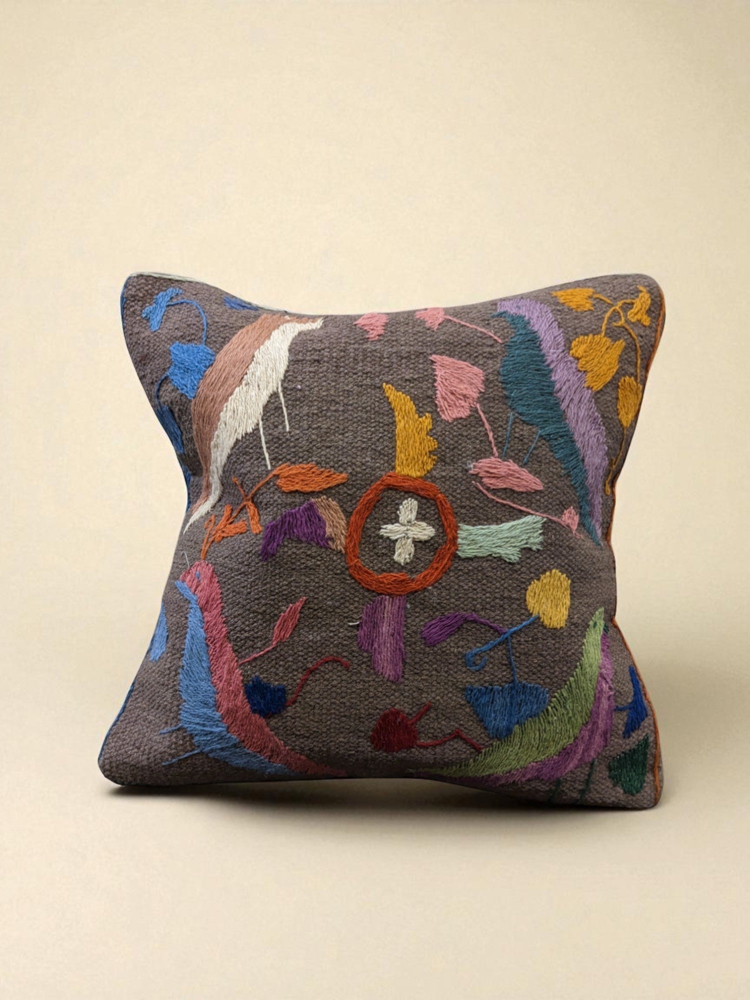 Suzani Hand Embroidered Cushion Cover - 45 x 45 cm - Handmade