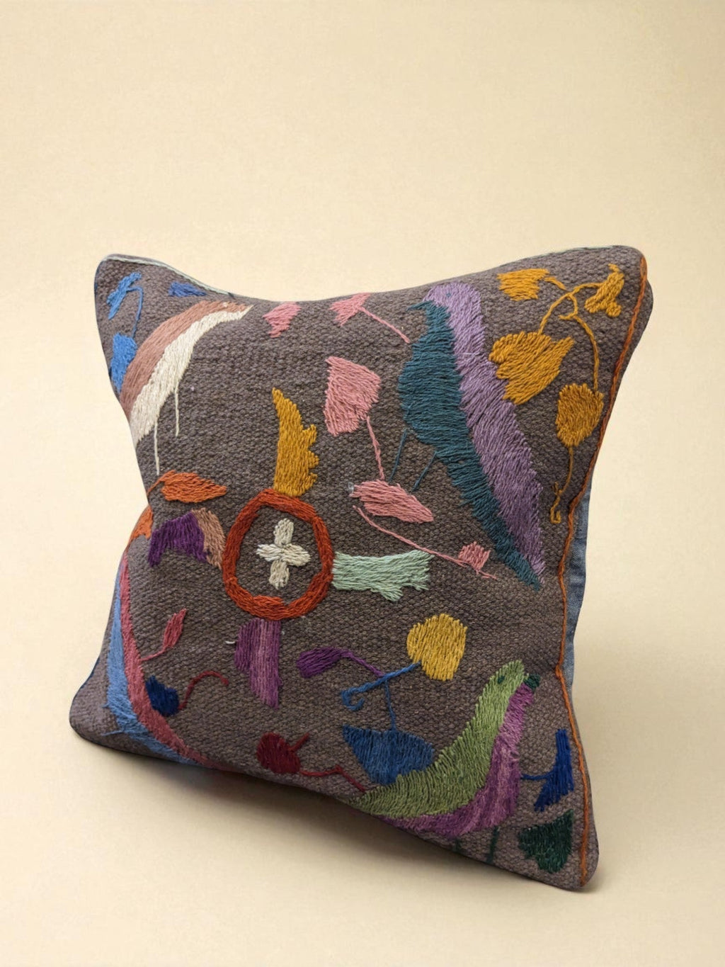 Suzani Hand Embroidered Cushion Cover - 45 x 45 cm - Handmade