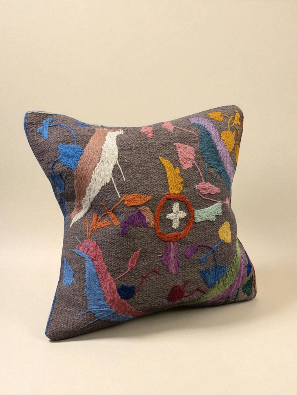 Suzani Hand Embroidered Cushion Cover - 45 x 45 cm - Handmade