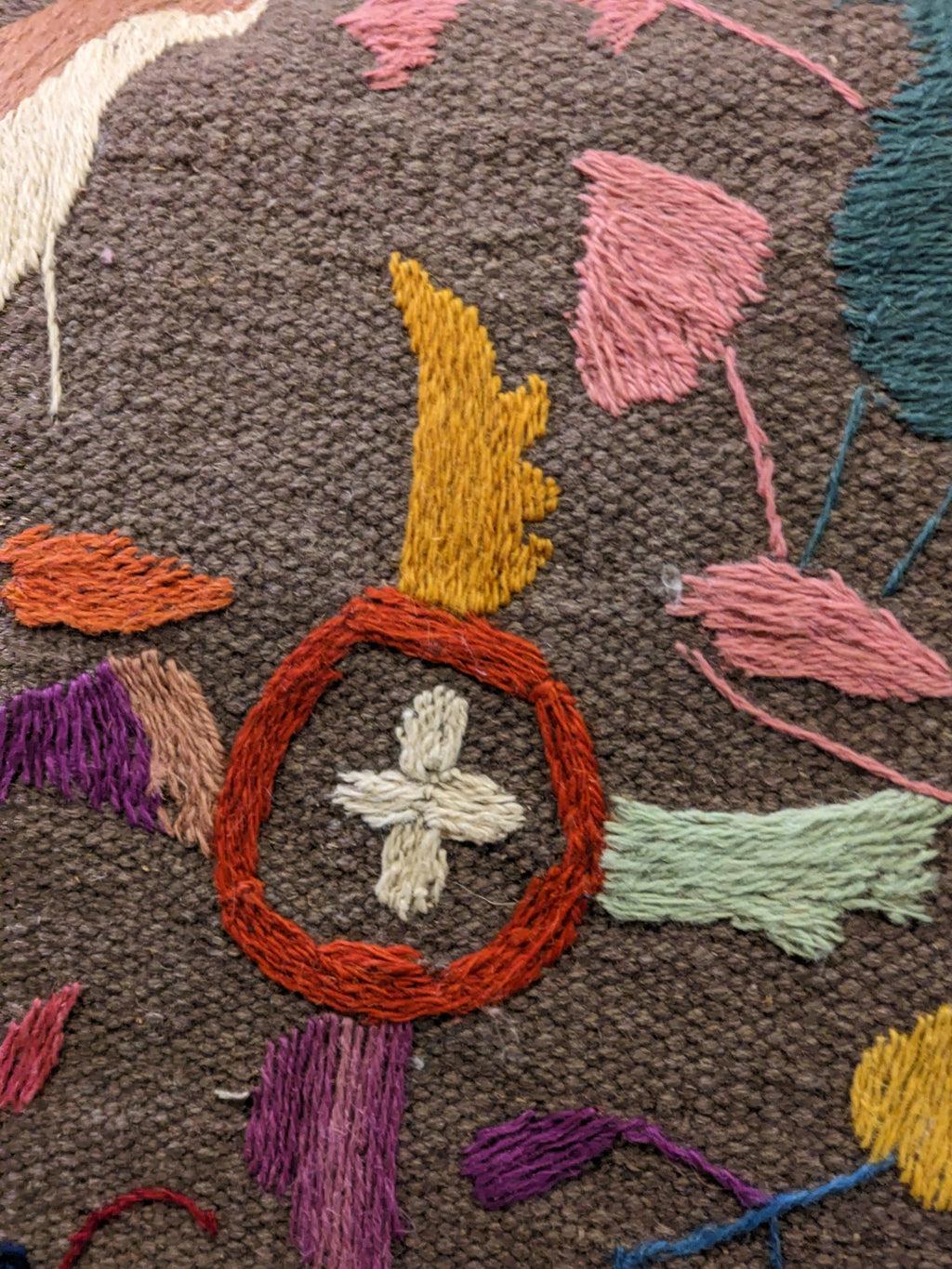 Suzani Hand Embroidered Cushion Cover - 45 x 45 cm - Handmade