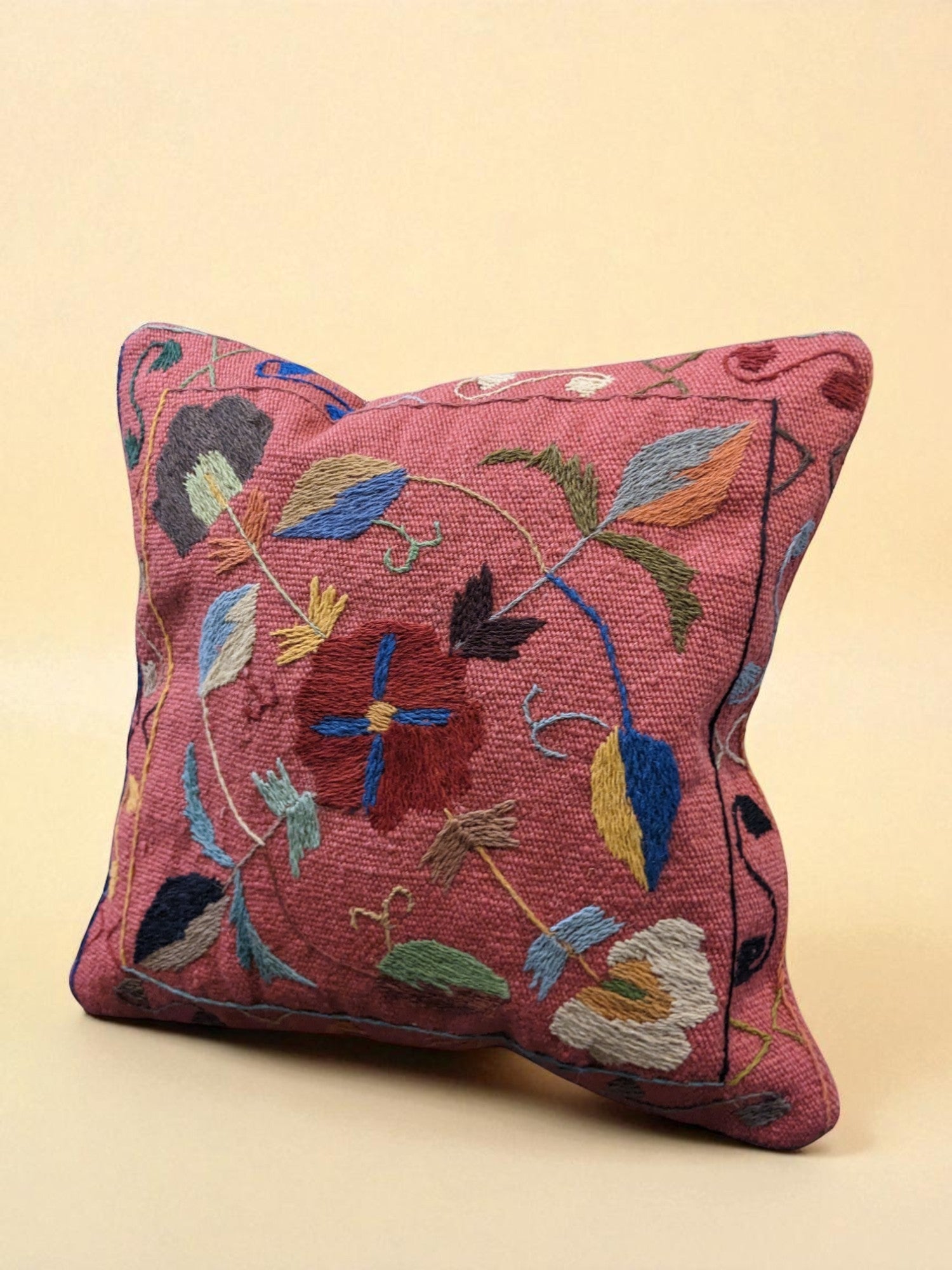 Suzani Hand Embroidered Cushion Cover - 45 x 45 cm - Handmade
