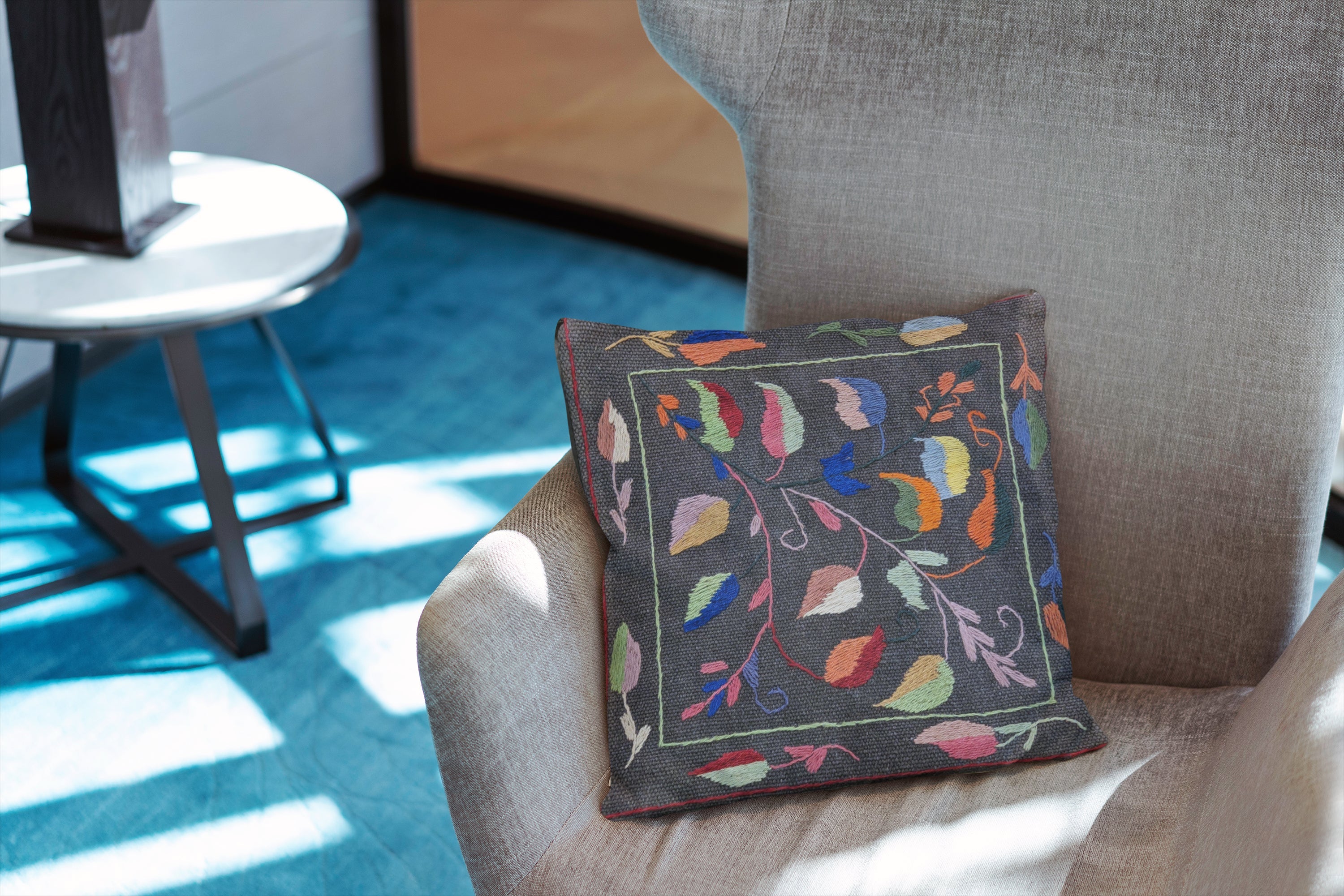 Suzani Hand Embroidered Cushion Cover - 45 x 45 cm - Handmade