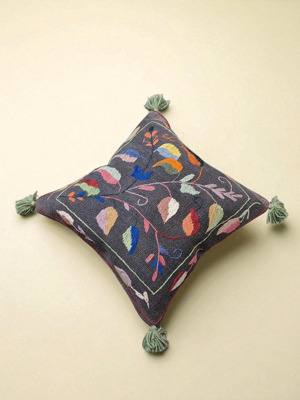 Suzani Hand Embroidered Cushion Cover - 45 x 45 cm - Handmade