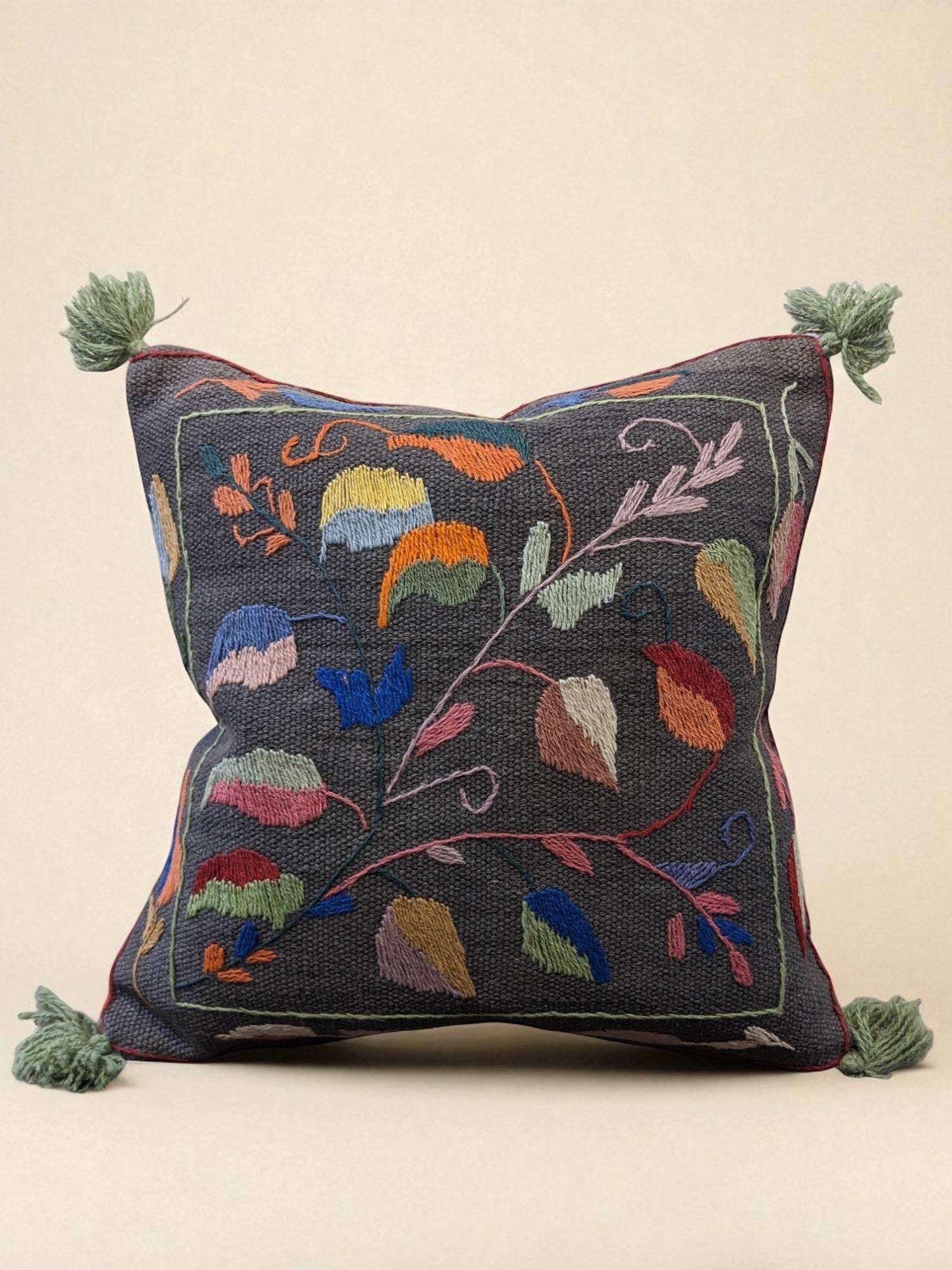 Suzani Hand Embroidered Cushion Cover - 45 x 45 cm - Handmade