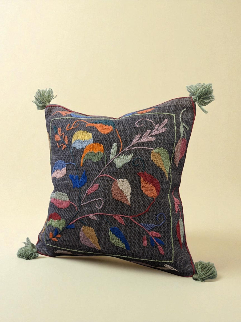 Suzani Hand Embroidered Cushion Cover - 45 x 45 cm - Handmade