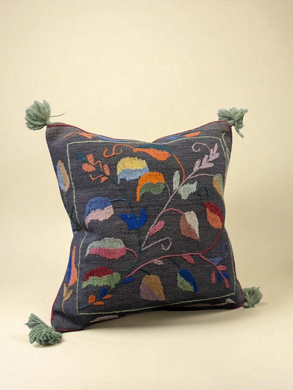 Suzani Hand Embroidered Cushion Cover - 45 x 45 cm - Handmade