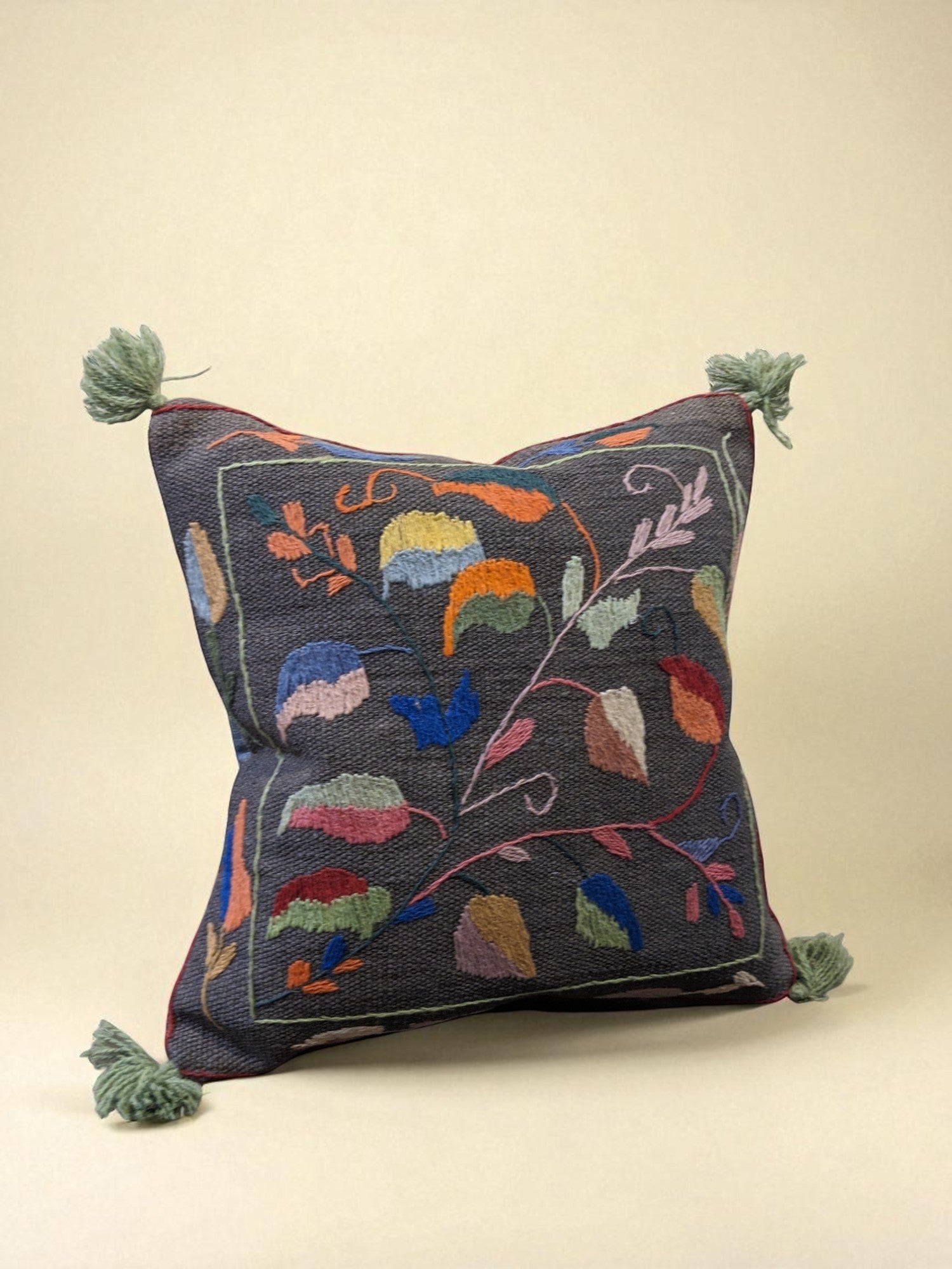 Suzani Hand Embroidered Cushion Cover - 45 x 45 cm - Handmade