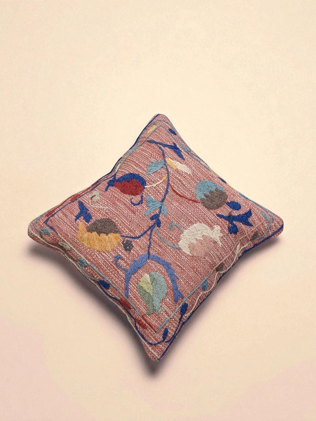 Suzani Hand Embroidered Cushion Cover - 45 x 45 cm - Handmade