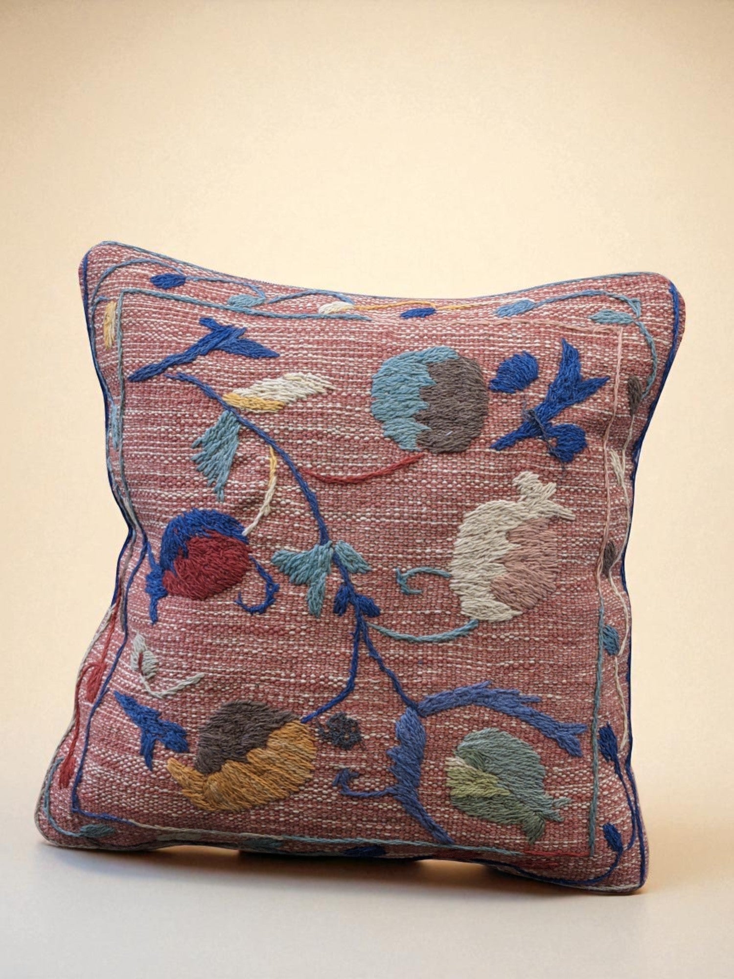Suzani Hand Embroidered Cushion Cover - 45 x 45 cm - Handmade