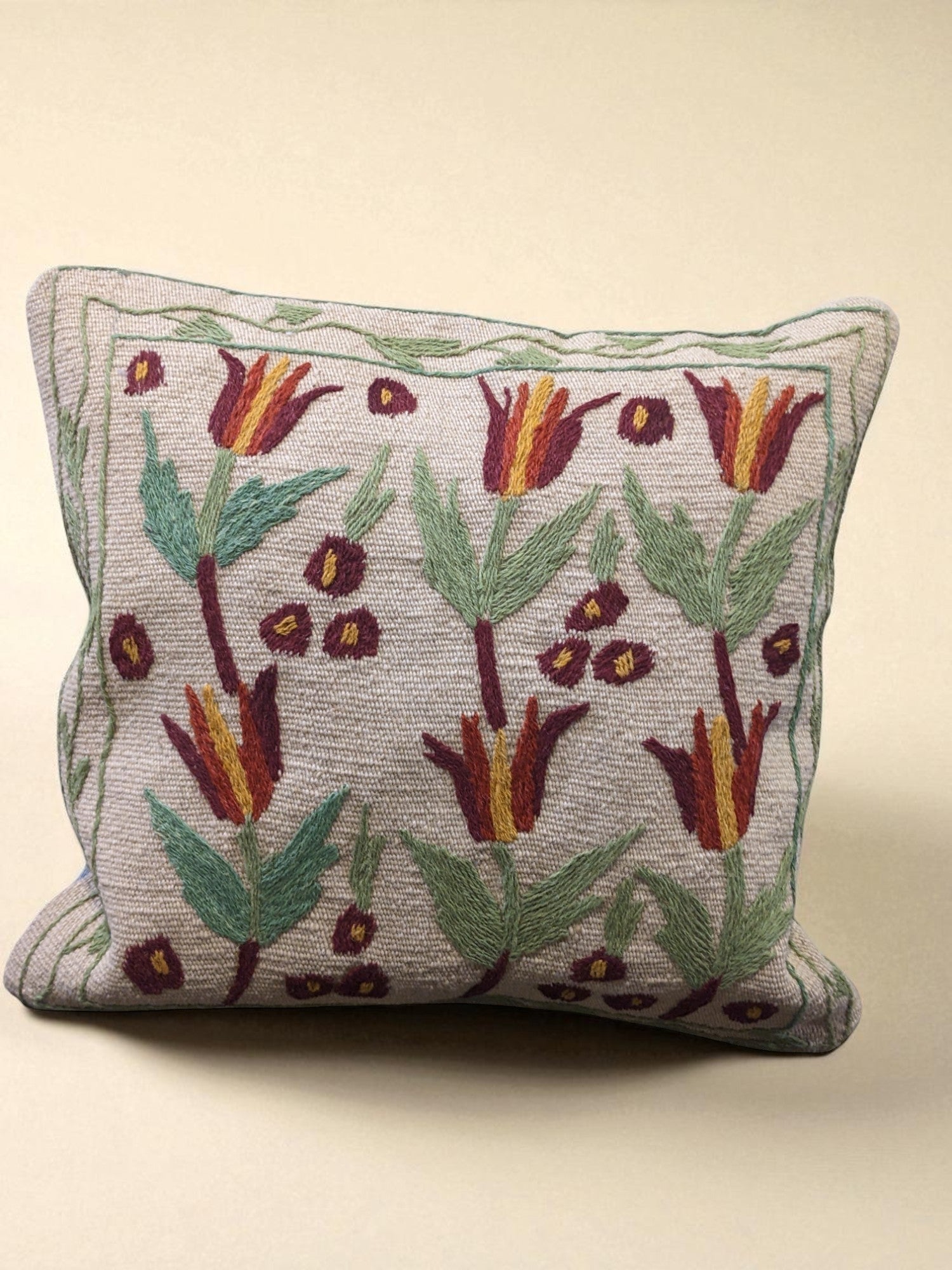 Suzani Hand Embroidered Cushion Cover - 45 x 45 cm - Handmade