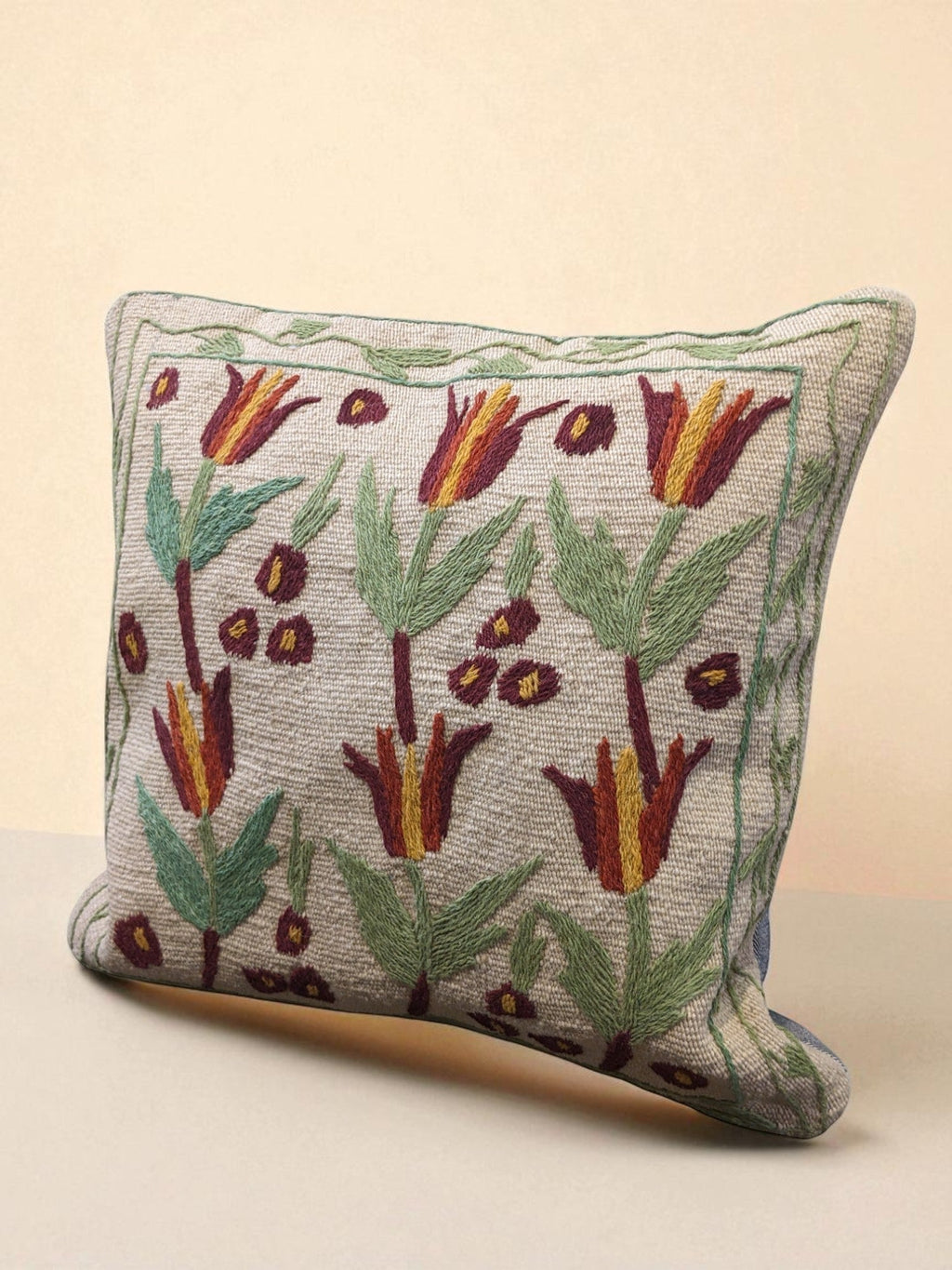 Suzani Hand Embroidered Cushion Cover - 45 x 45 cm - Handmade