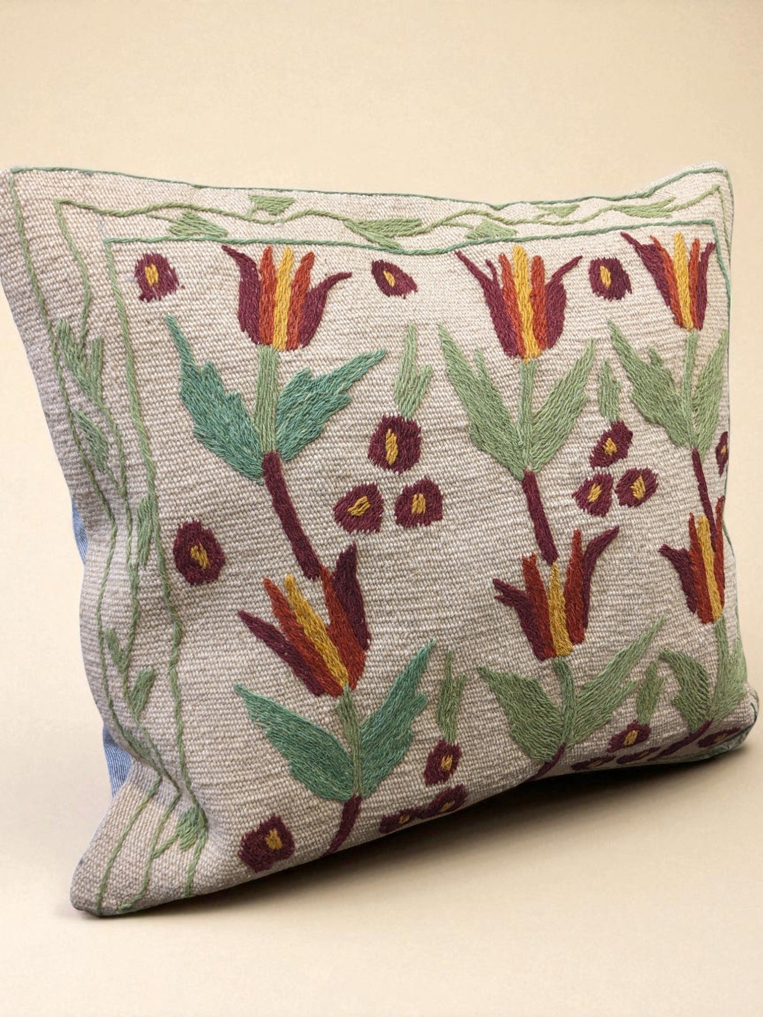 Suzani Hand Embroidered Cushion Cover - 45 x 45 cm - Handmade