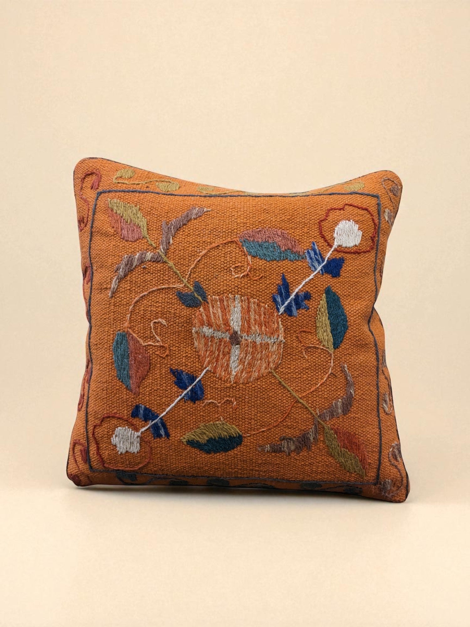 Suzani Hand Embroidered Cushion Cover - 45 x 45 cm - Handmade
