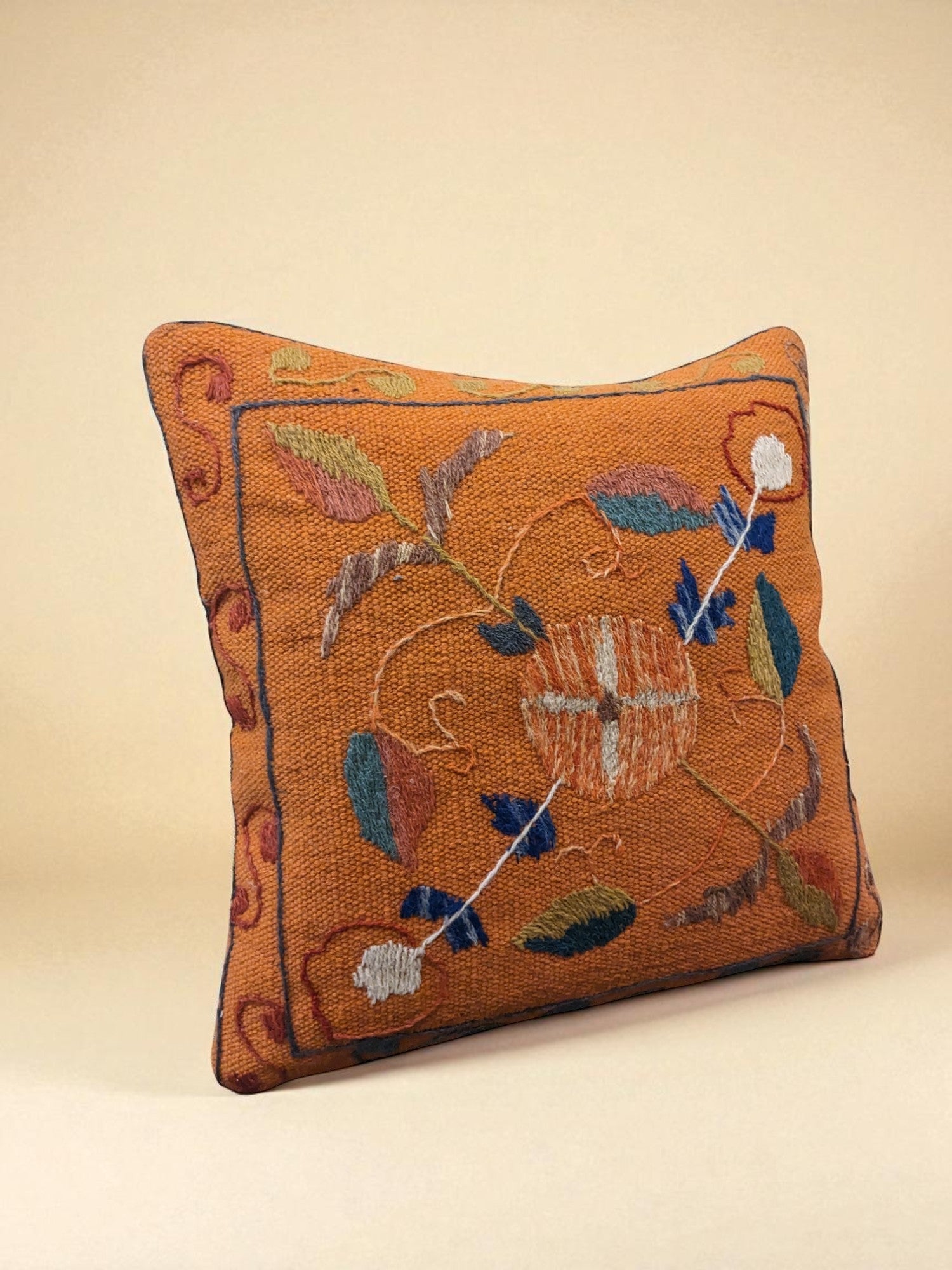 Suzani Hand Embroidered Cushion Cover - 45 x 45 cm - Handmade