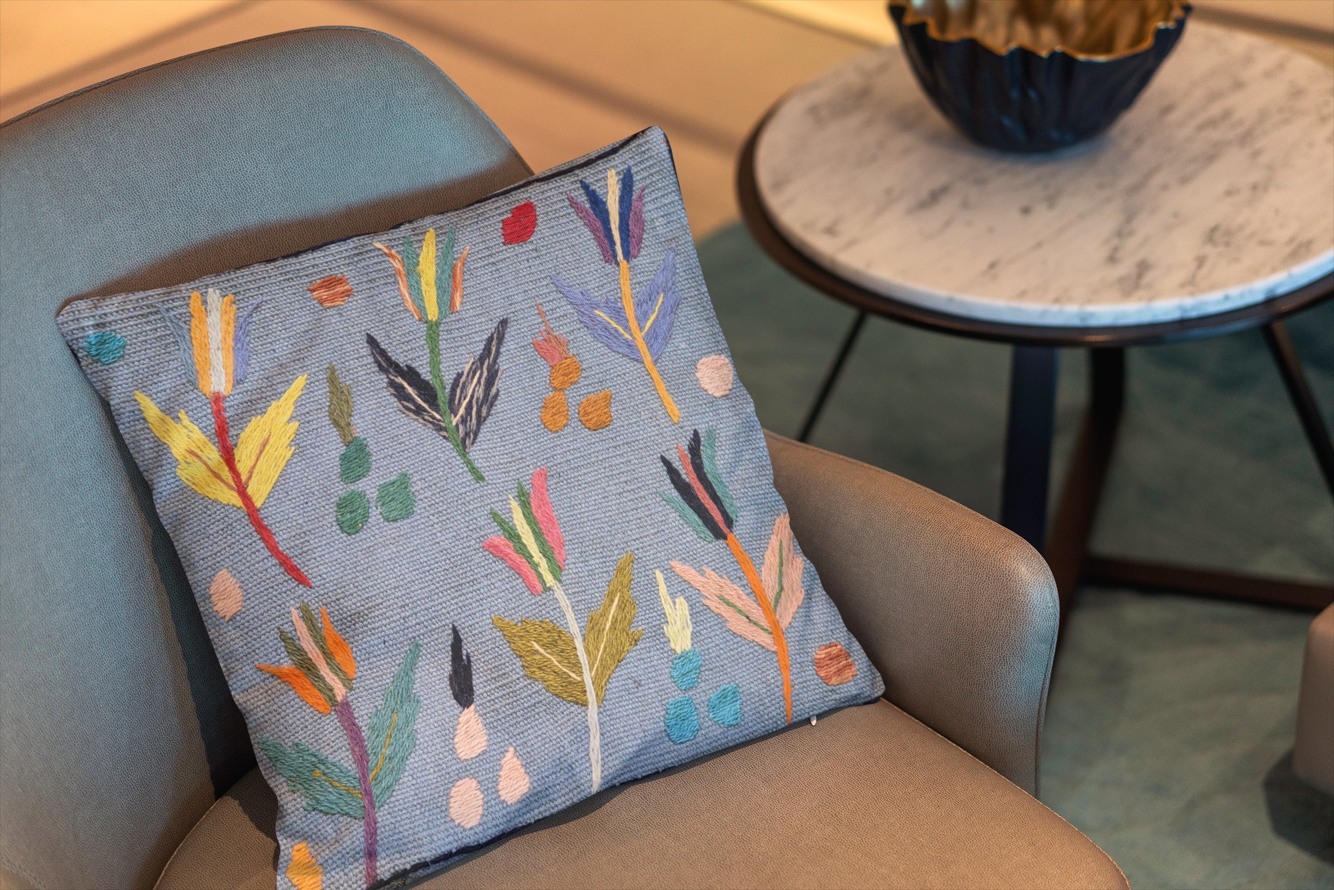 Suzani Hand Embroidered Cushion Cover - 45 x 45 cm - Handmade