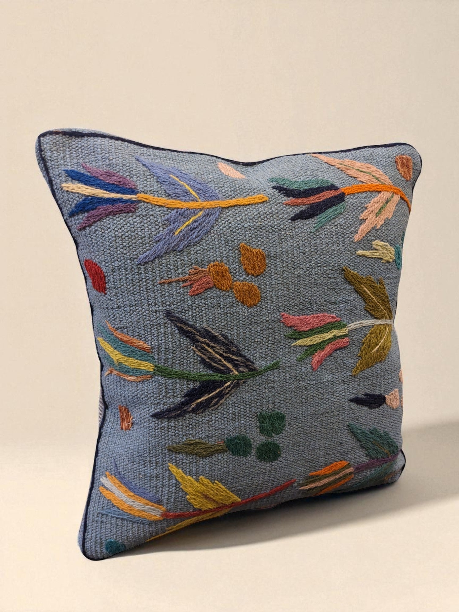 Suzani Hand Embroidered Cushion Cover - 45 x 45 cm - Handmade