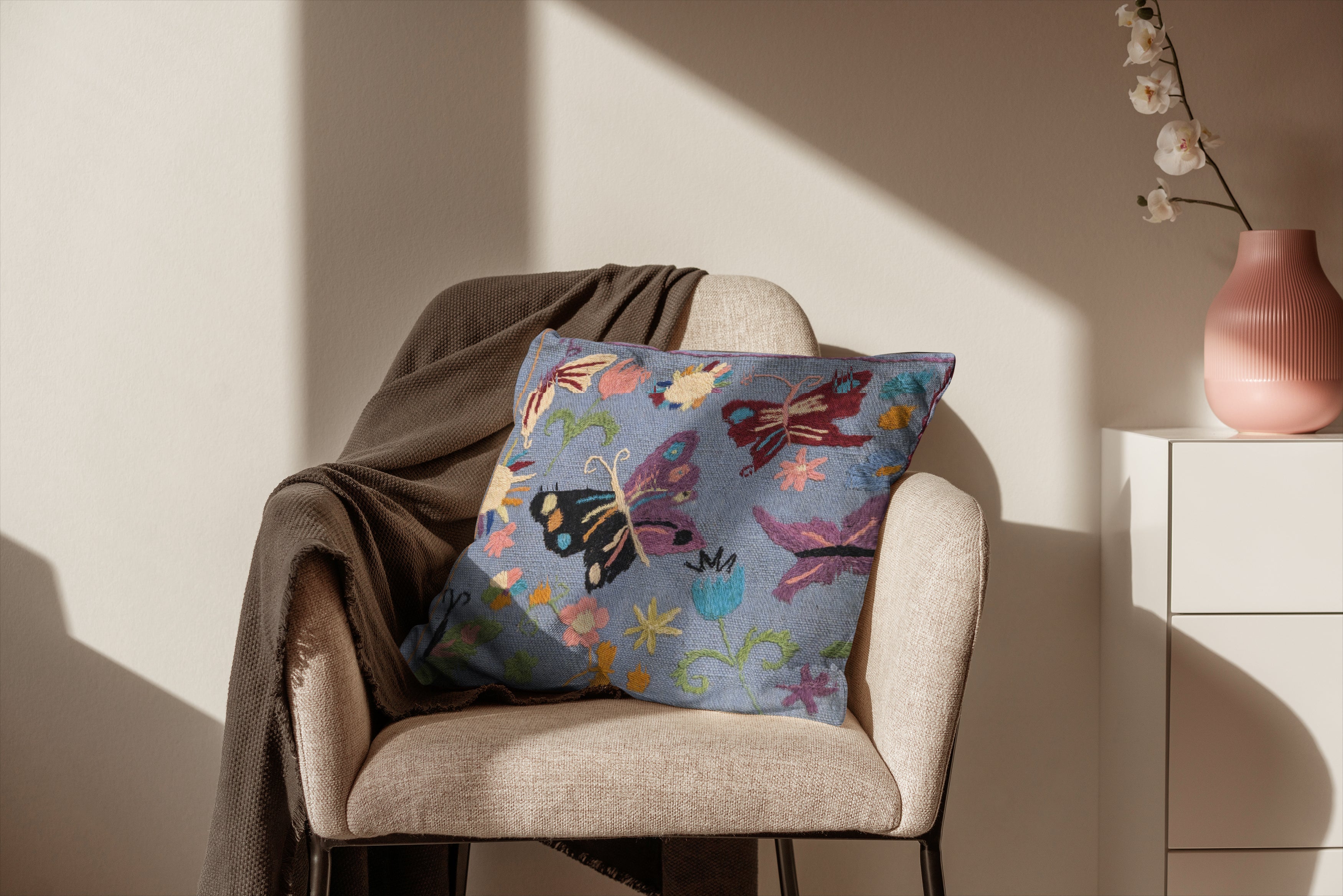 Suzani Hand Embroidered Cushion Cover - 45 x 45 cm - Handmade