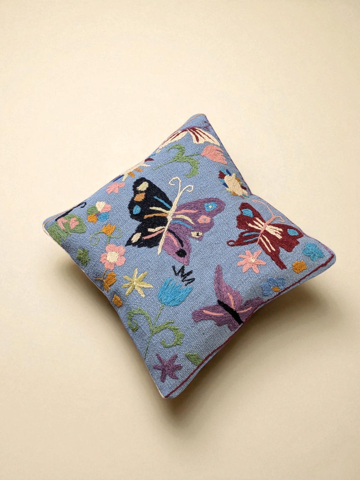 Suzani Hand Embroidered Cushion Cover - 45 x 45 cm - Handmade