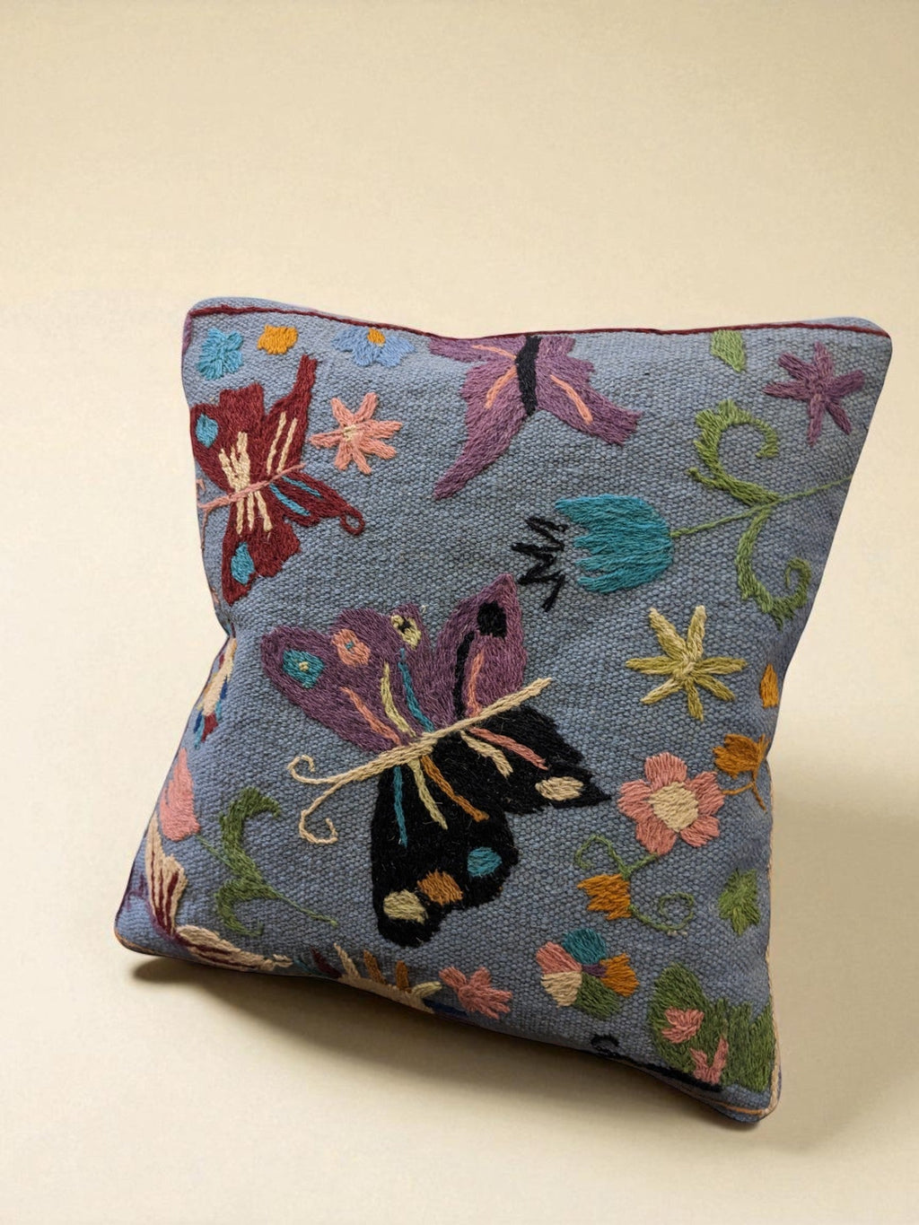 Suzani Hand Embroidered Cushion Cover - 45 x 45 cm - Handmade