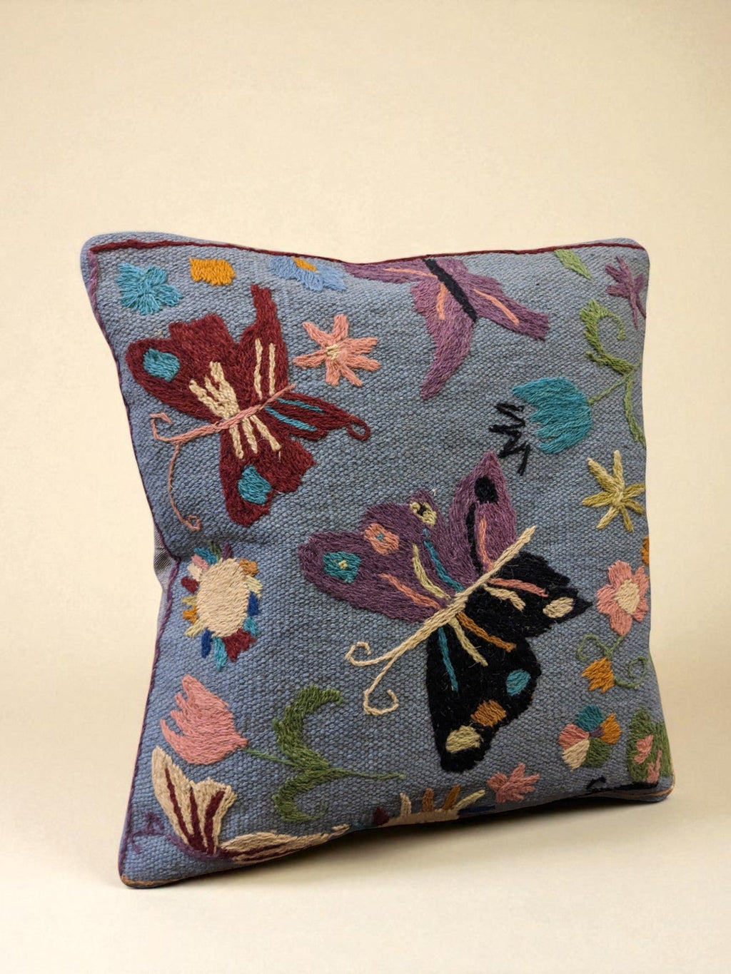 Suzani Hand Embroidered Cushion Cover - 45 x 45 cm - Handmade