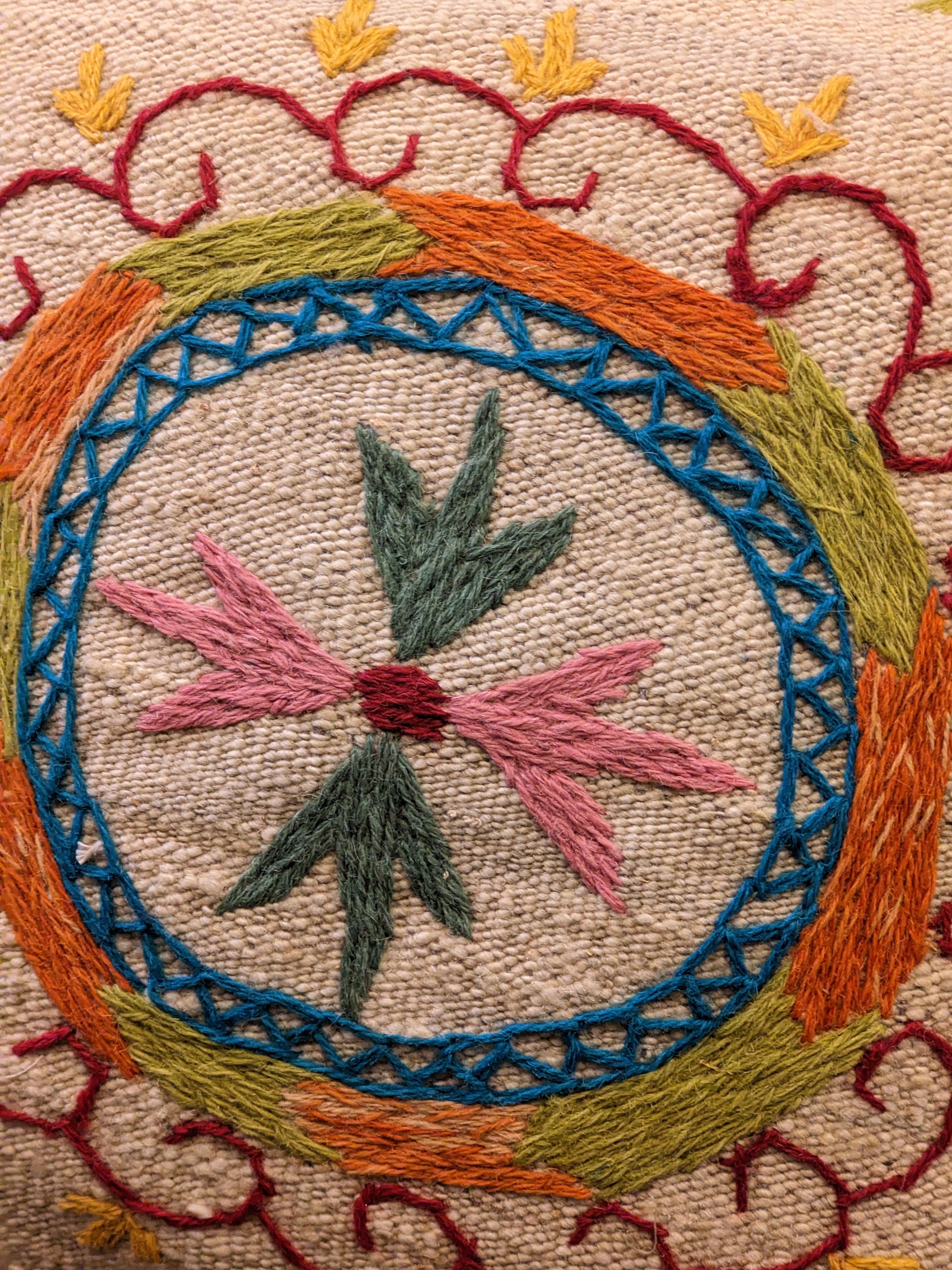 Suzani Hand Embroidered Cushion Cover - 45 x 45 cm - Handmade