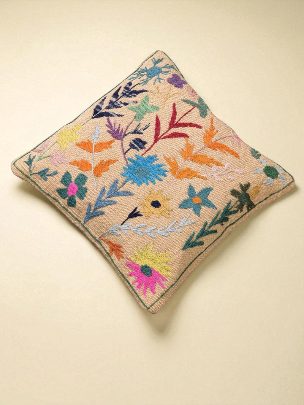 Suzani Hand Embroidered Cushion Cover - 45 x 45 cm - Handmade